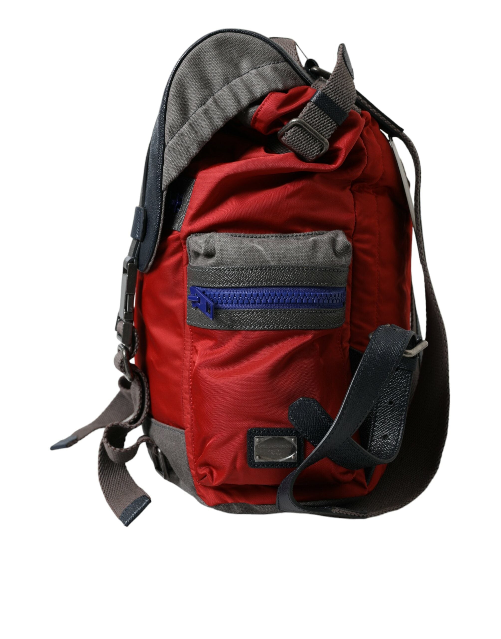 Dolce & Gabbana Red Gray Nylon Leather Rucksack Backpack Bag - DEA STILOSA MILANO