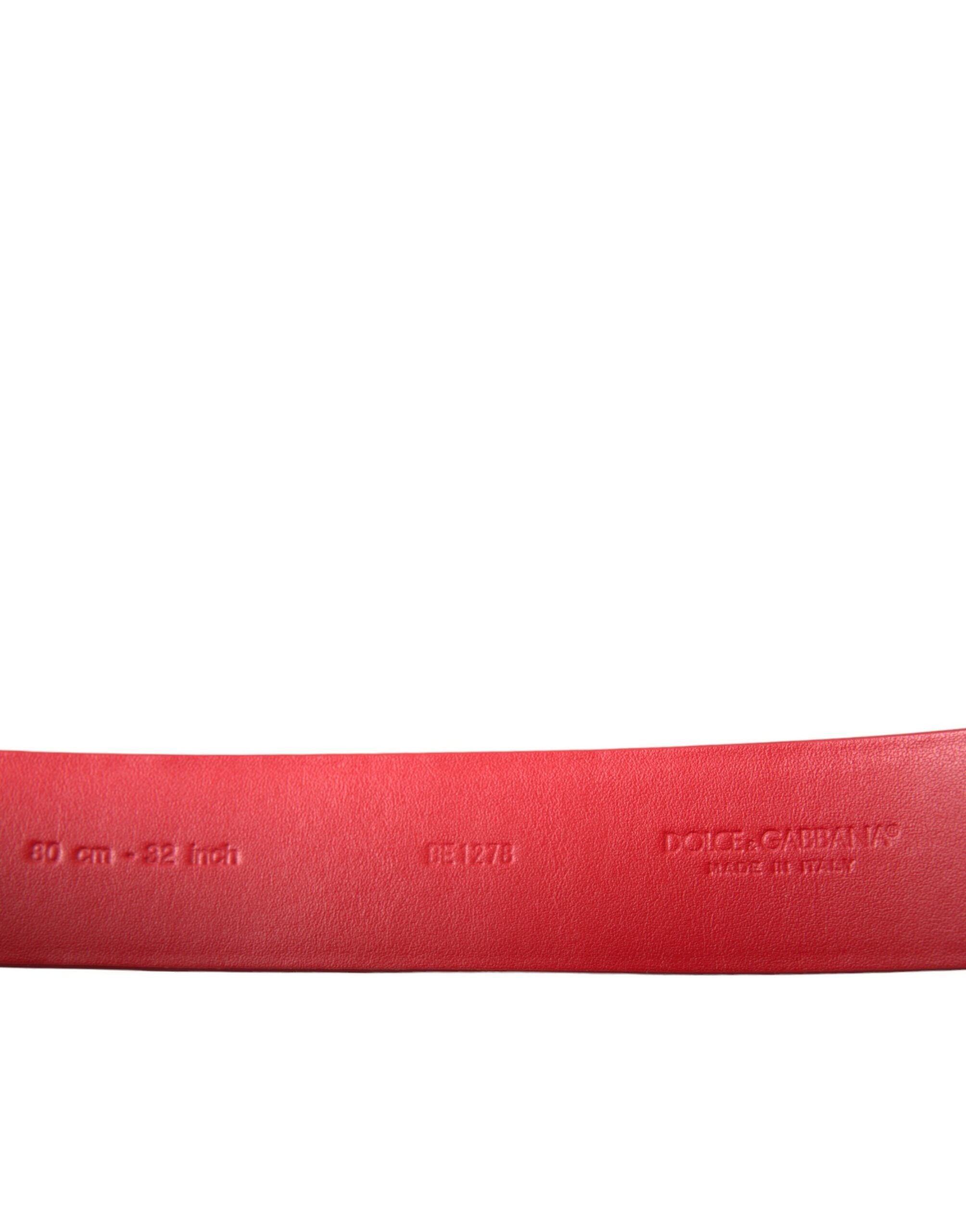 Dolce & Gabbana Red Leather Gold Heart Metal Buckle Belt - DEA STILOSA MILANO
