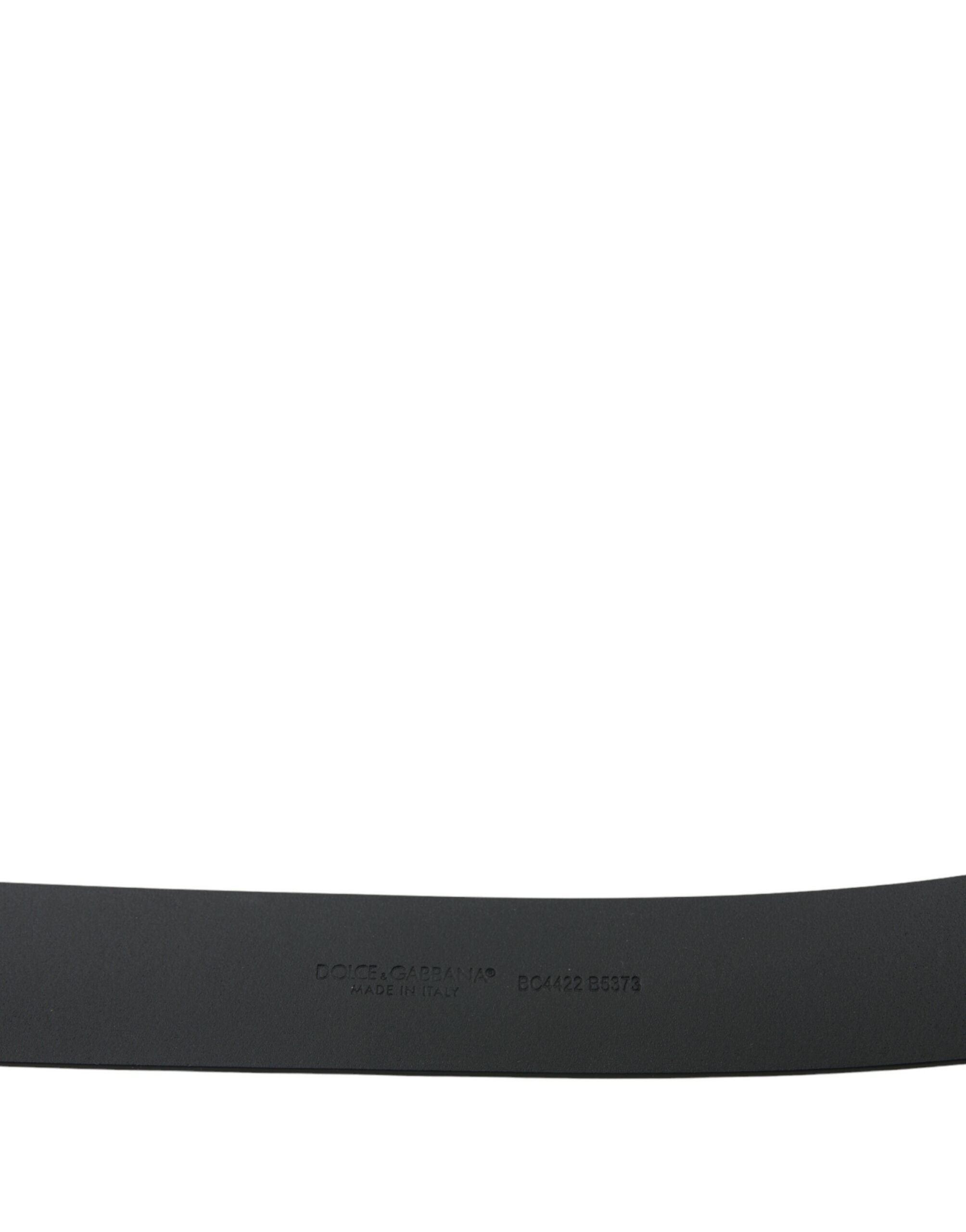 Dolce & Gabbana Black Leather Silver Logo Metal Buckle Belt - DEA STILOSA MILANO