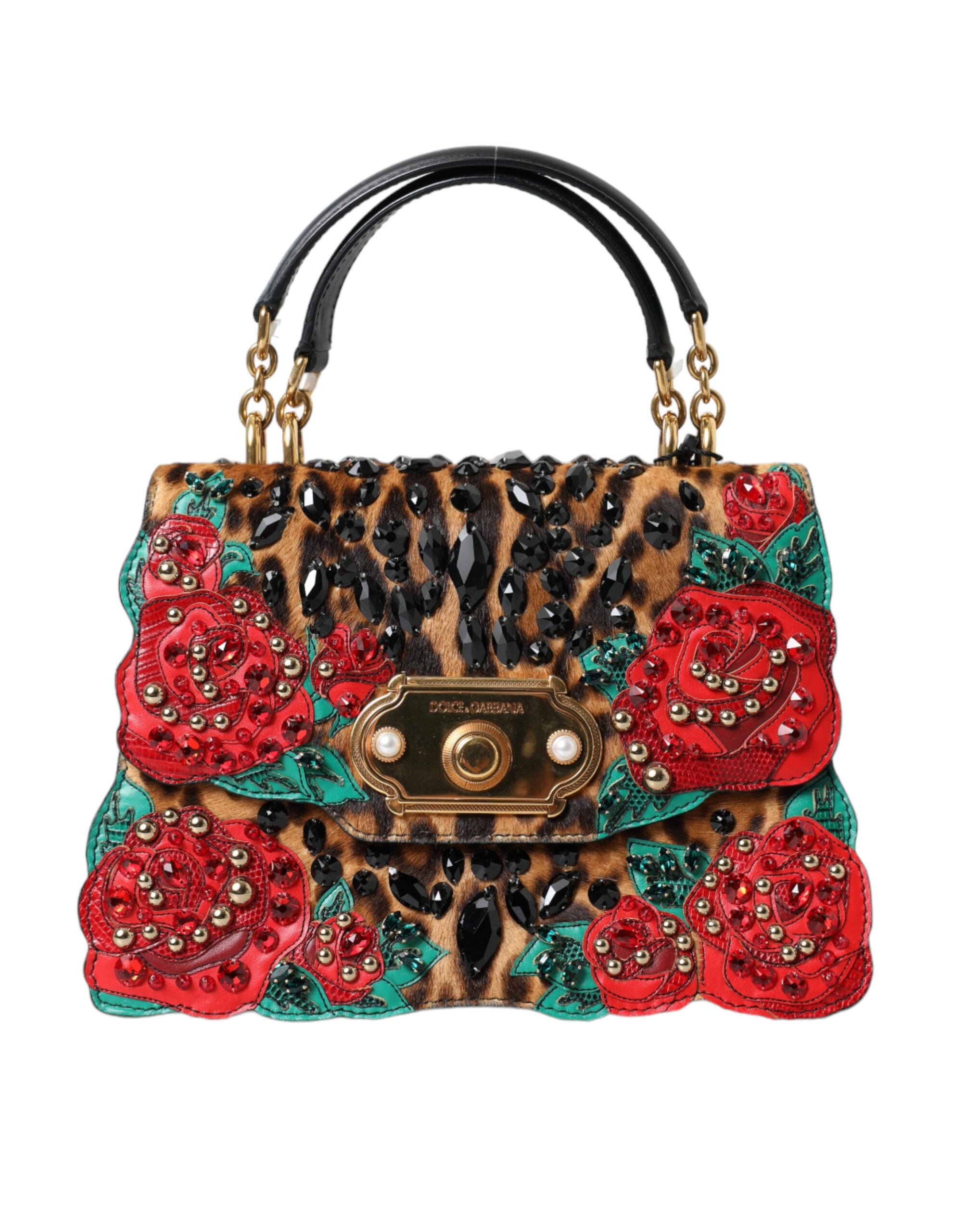 Dolce & Gabbana Chic Leopard Embellished Tote with Red Roses - DEA STILOSA MILANO