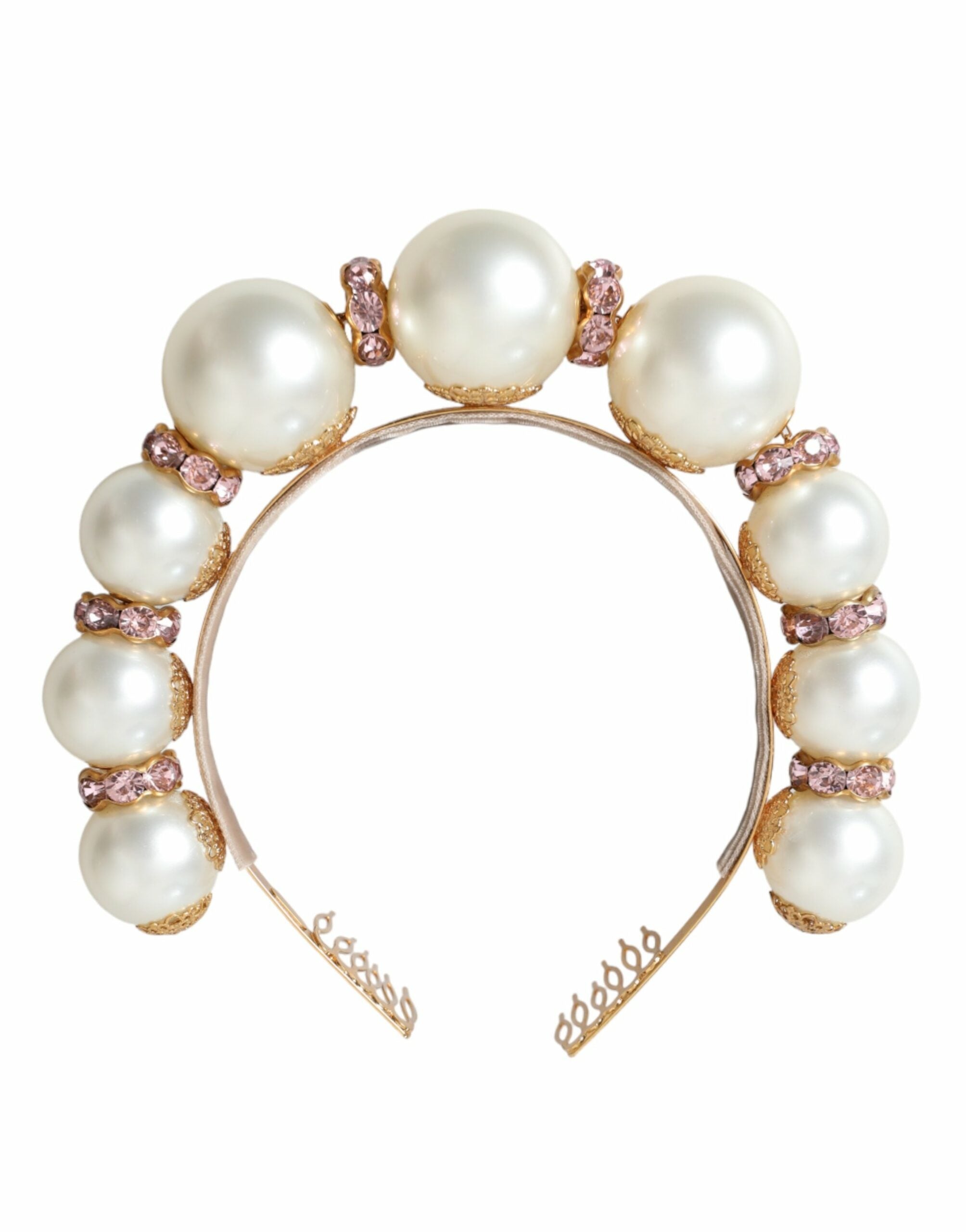 Dolce & Gabbana White Faux Pearl Crystal Embellished Headband Diadem - DEA STILOSA MILANO