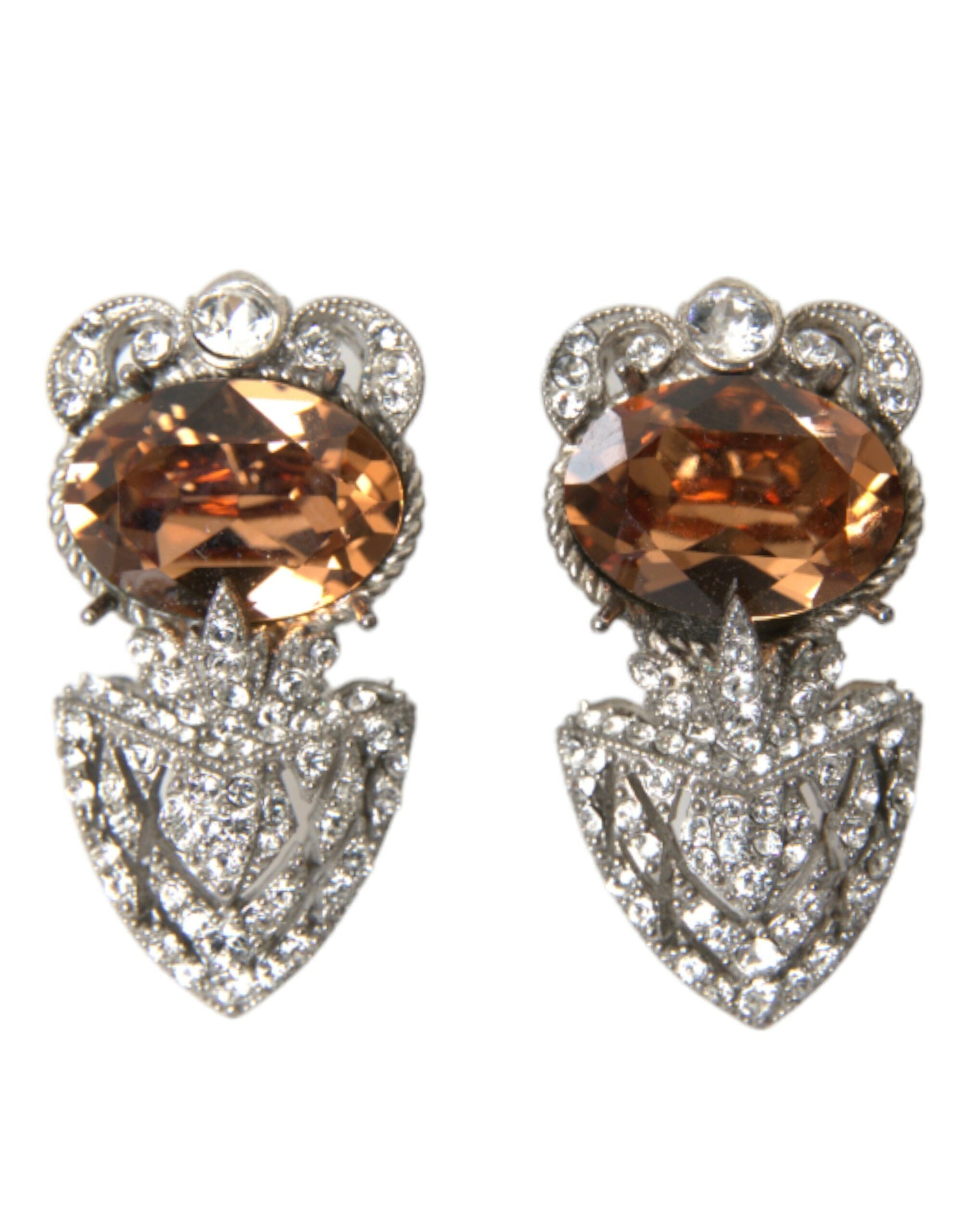 Dolce & Gabbana Orange Crystal Screw Back 925 Sterling Silver Earrings - DEA STILOSA MILANO