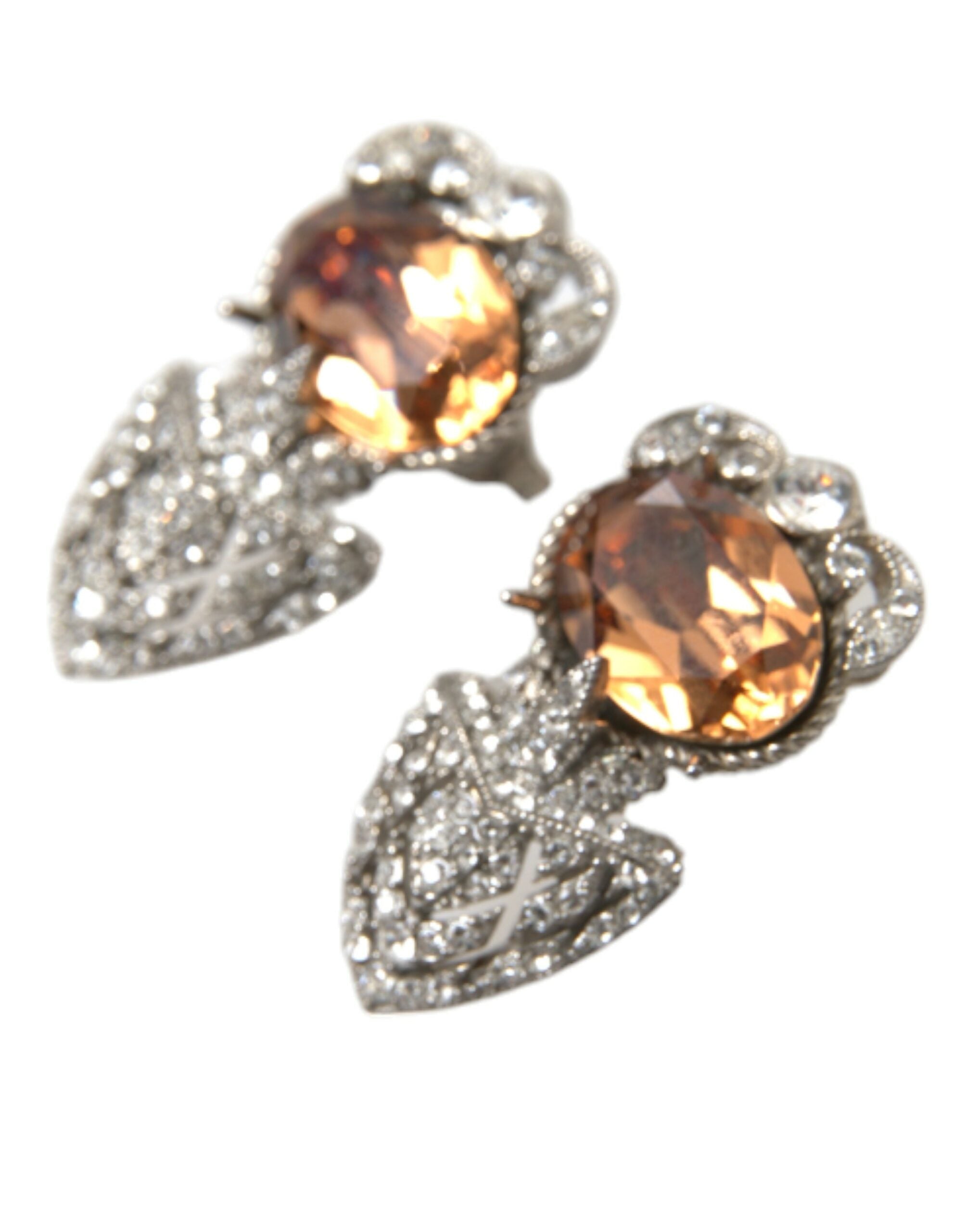 Dolce & Gabbana Orange Crystal Screw Back 925 Sterling Silver Earrings - DEA STILOSA MILANO