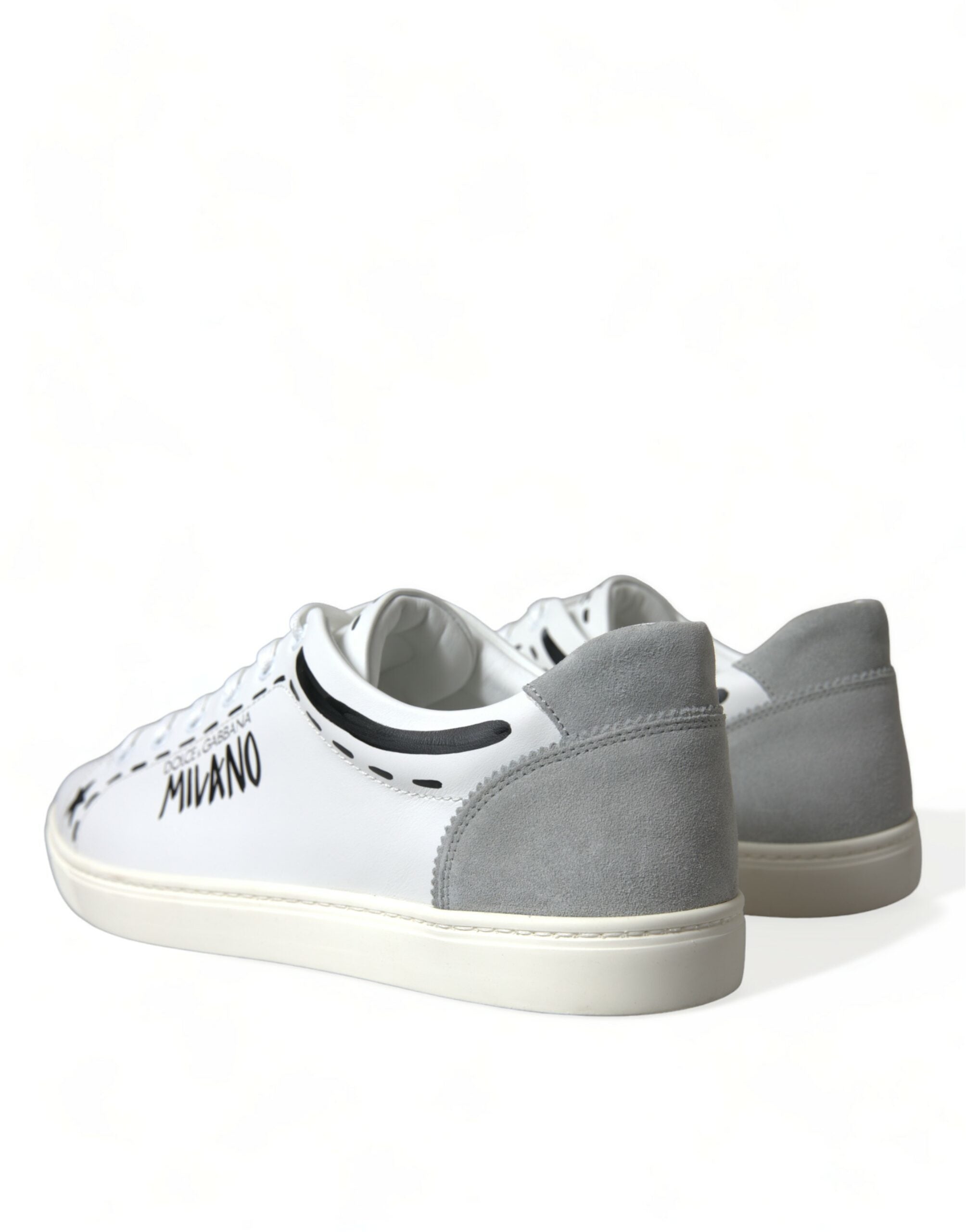 Dolce & Gabbana White Gray Leather LOVE Milano Sneakers Shoes - DEA STILOSA MILANO
