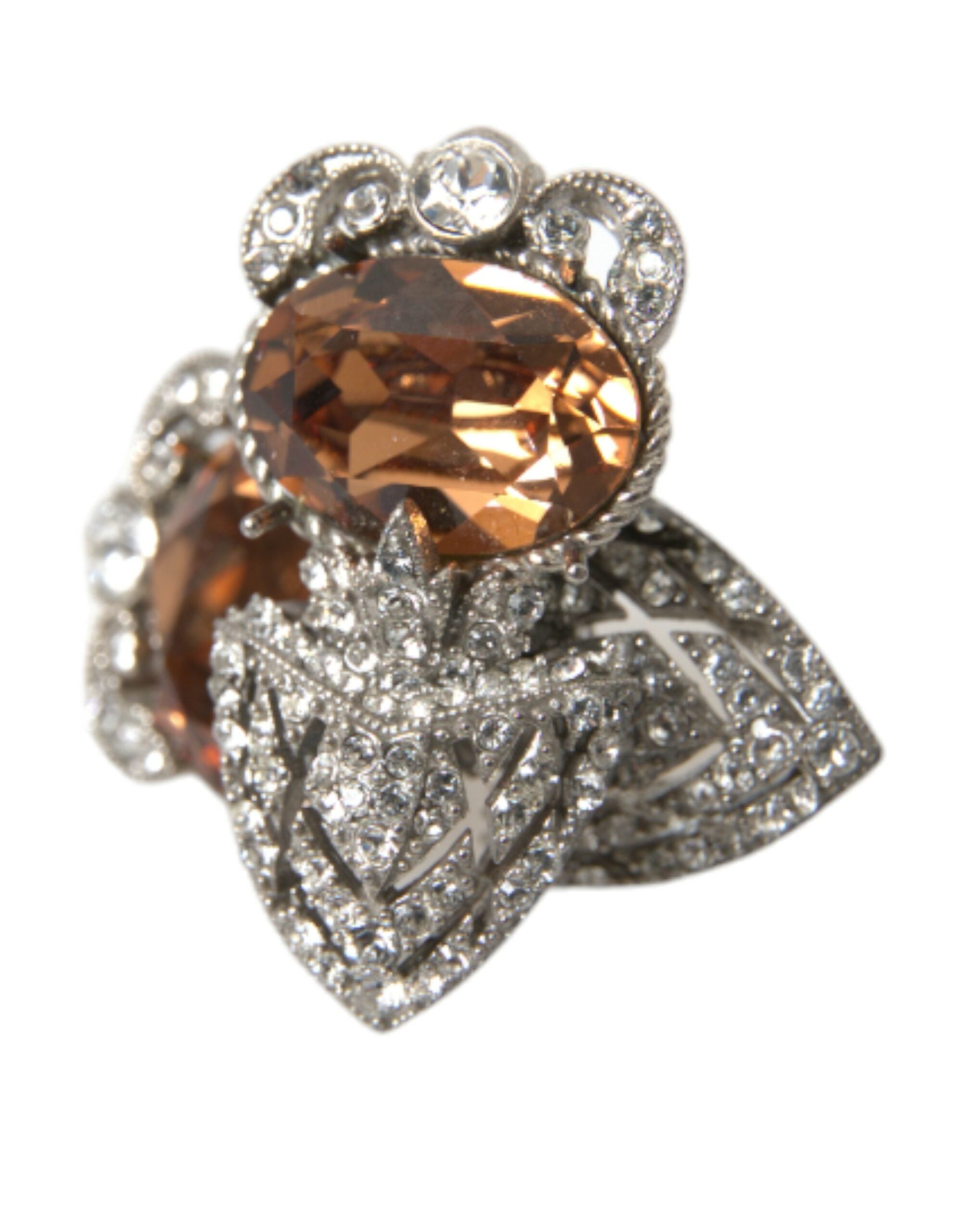 Dolce & Gabbana Orange Crystal Screw Back 925 Sterling Silver Earrings - DEA STILOSA MILANO