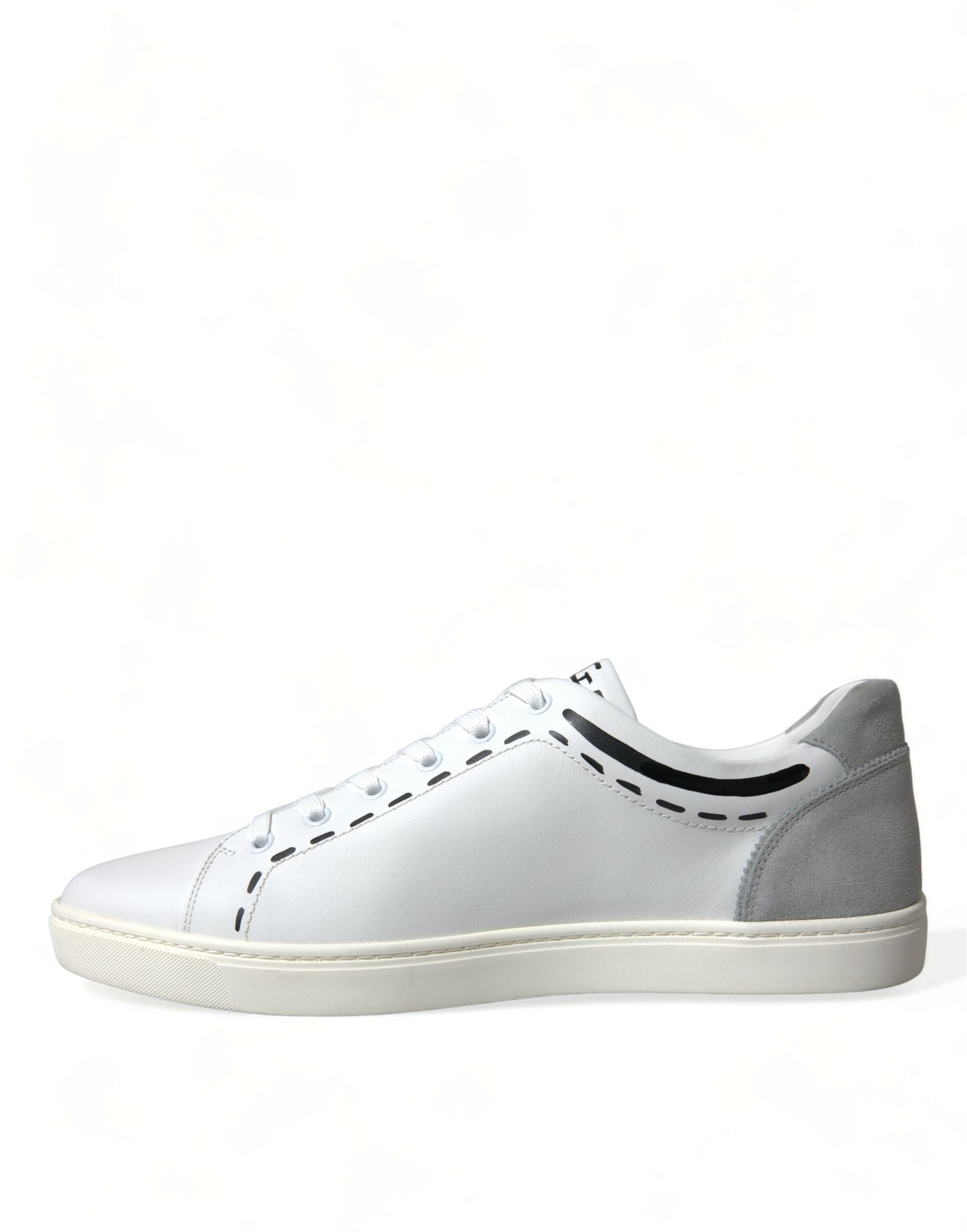 Dolce & Gabbana White Gray Leather LOVE Milano Sneakers Shoes - DEA STILOSA MILANO