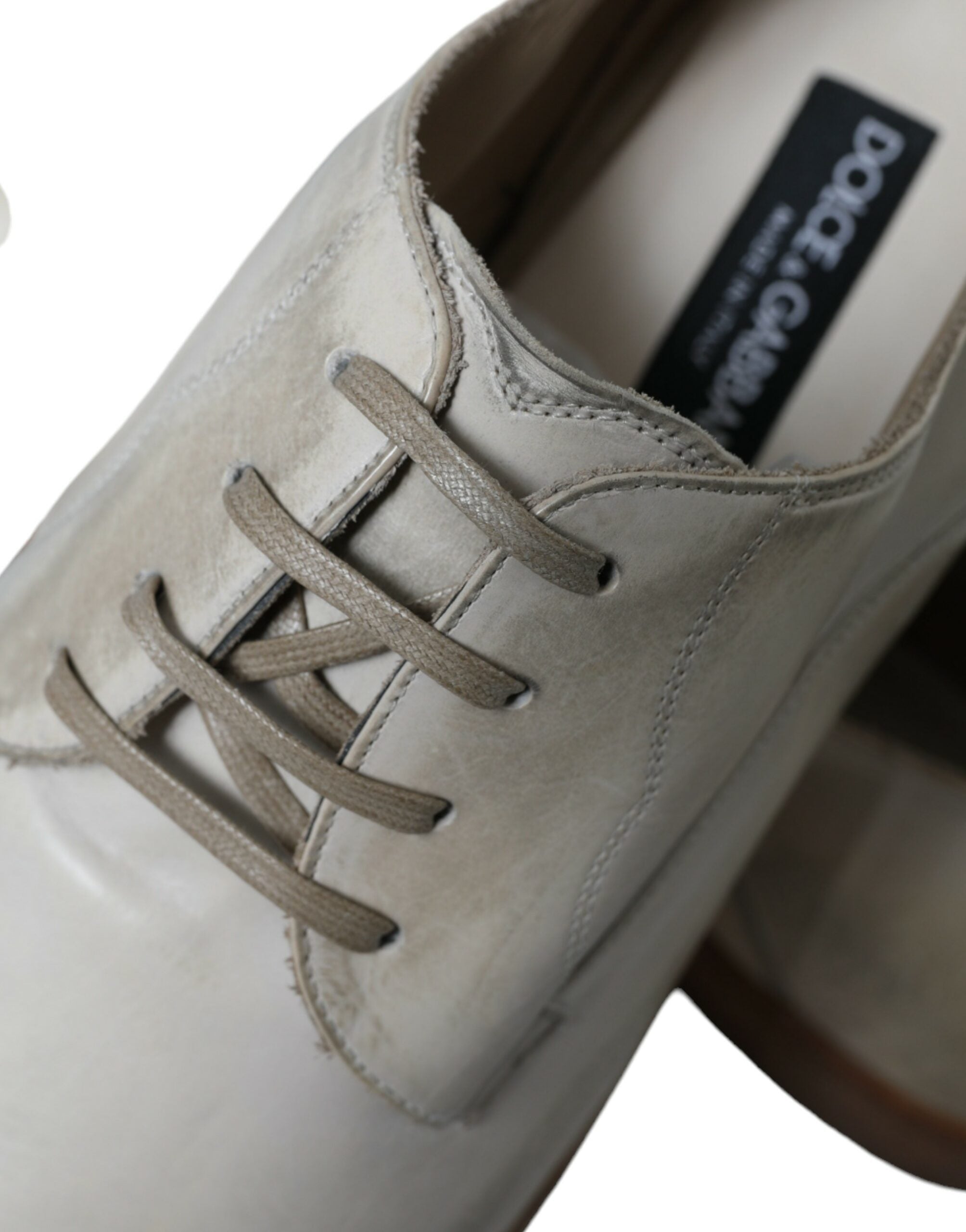 Dolce & Gabbana Elegant White Calfskin Derby Shoes - DEA STILOSA MILANO
