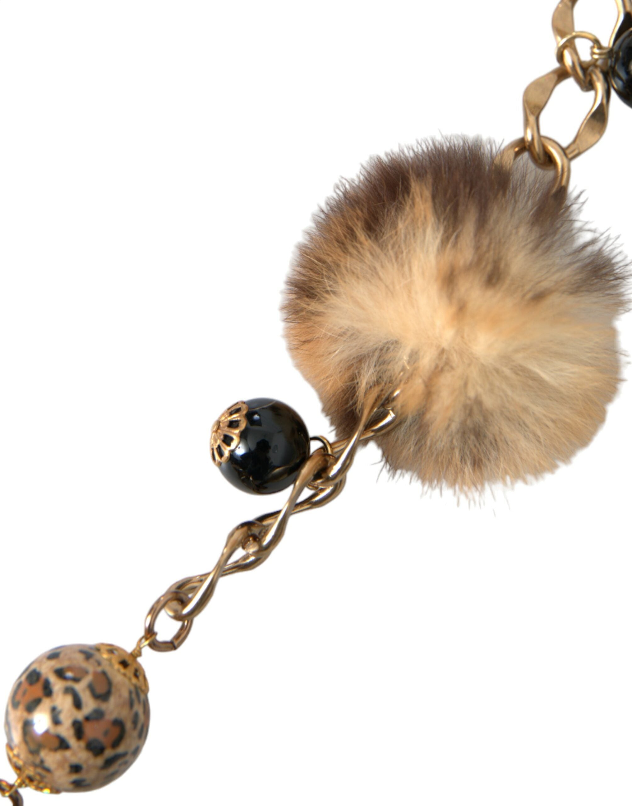 Dolce & Gabbana Gold Brass Leopard Fur Pearl Collier Chain Belt - DEA STILOSA MILANO