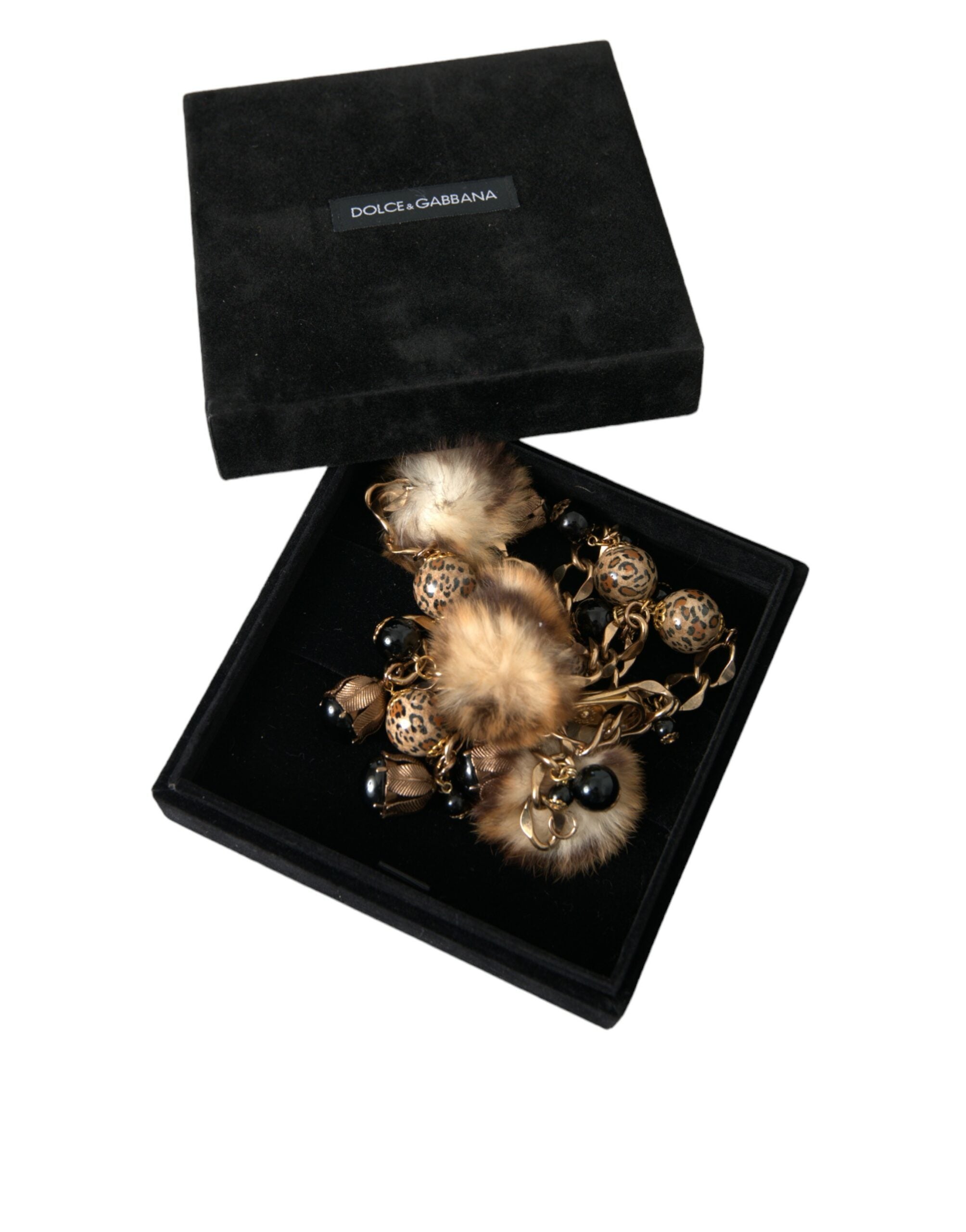 Dolce & Gabbana Gold Brass Leopard Fur Pearl Collier Chain Belt - DEA STILOSA MILANO