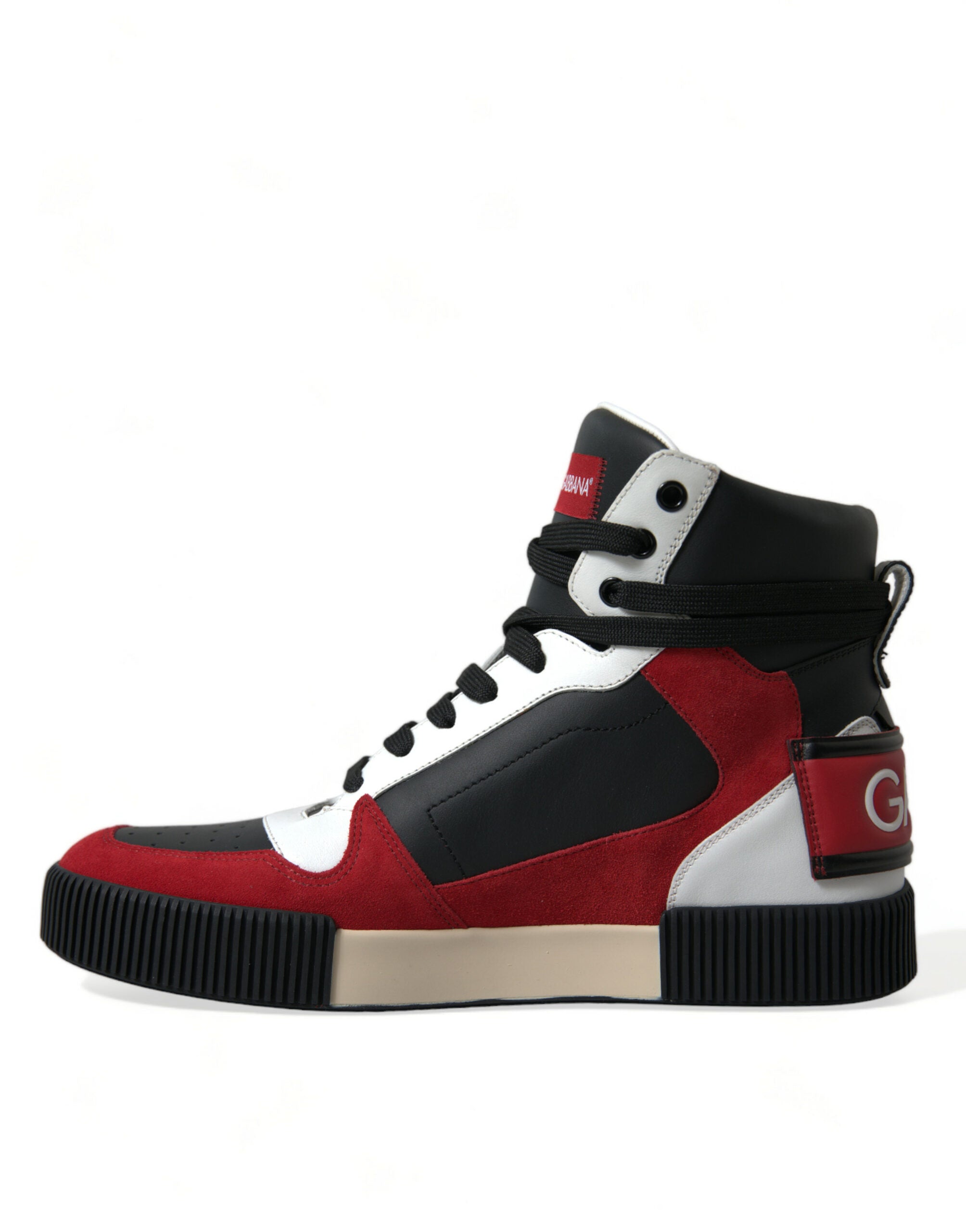 Dolce & Gabbana Black Red Leather High Top Miami Sneakers Shoes - DEA STILOSA MILANO