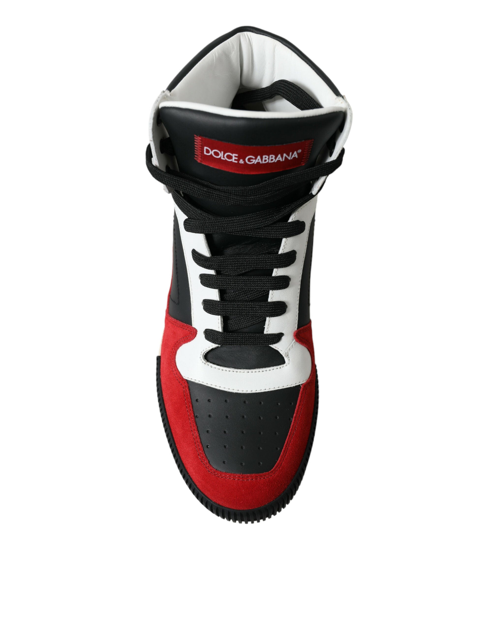 Dolce & Gabbana Black Red Leather High Top Miami Sneakers Shoes - DEA STILOSA MILANO