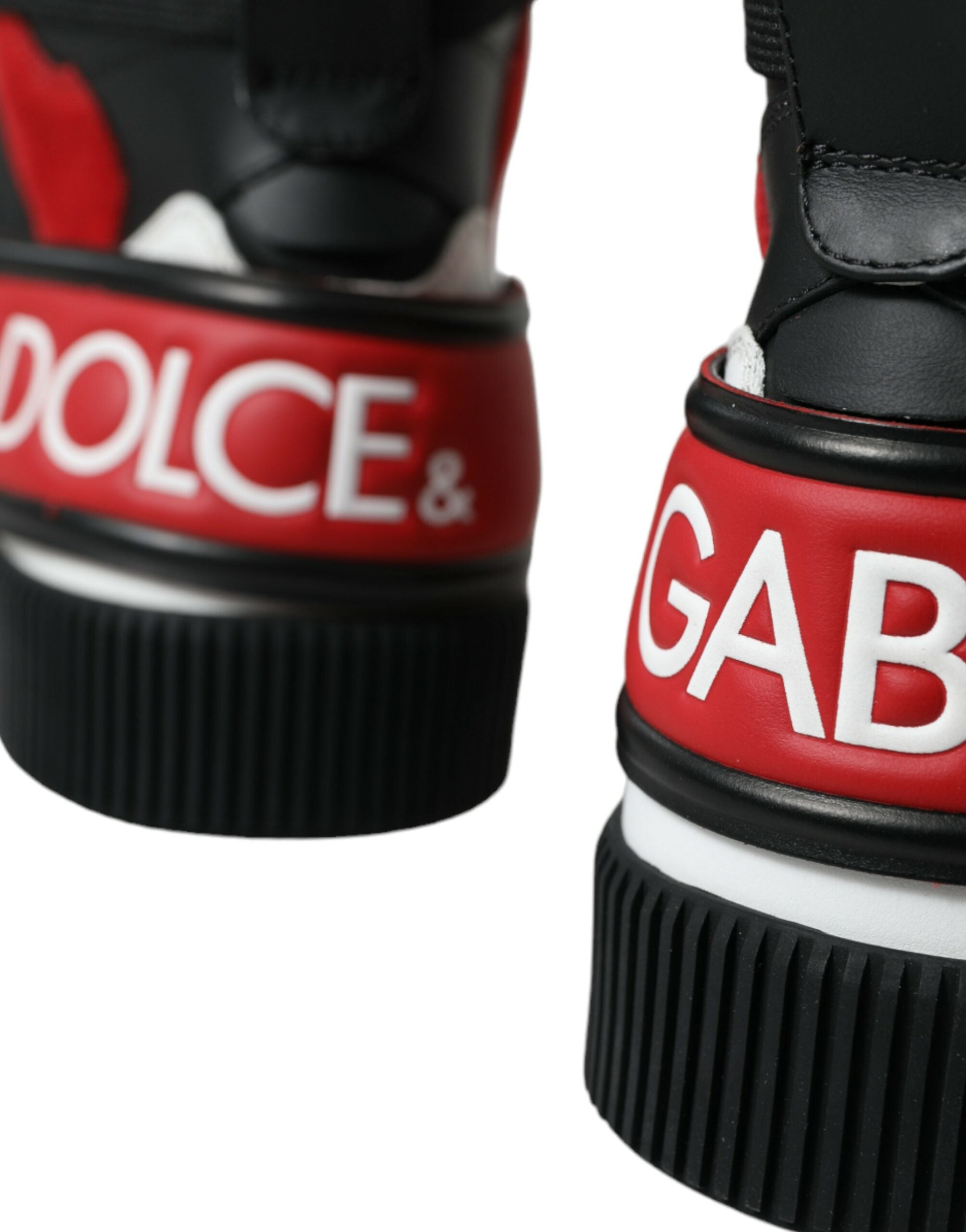 Dolce & Gabbana Black Red Leather High Top Miami Sneakers Shoes - DEA STILOSA MILANO