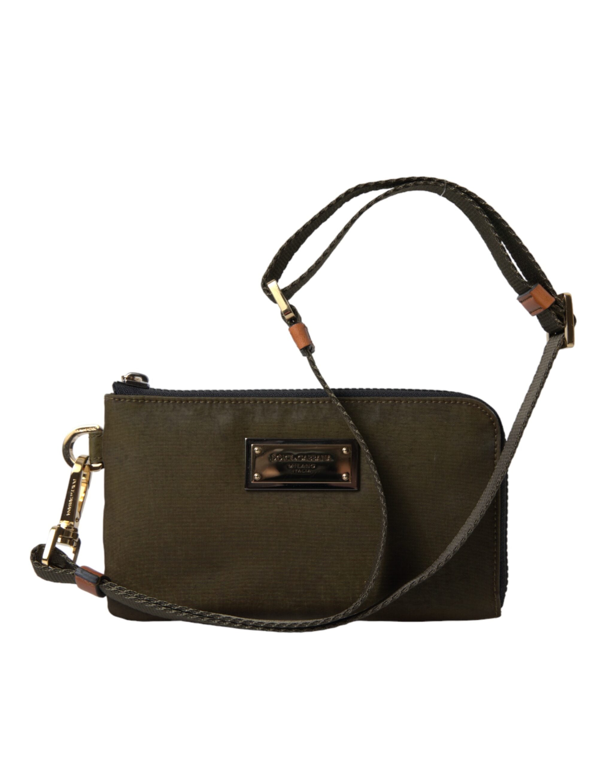 Dolce & Gabbana Dark Green Nylon Logo Plaque Keyring Pouch Clutch Bag - DEA STILOSA MILANO