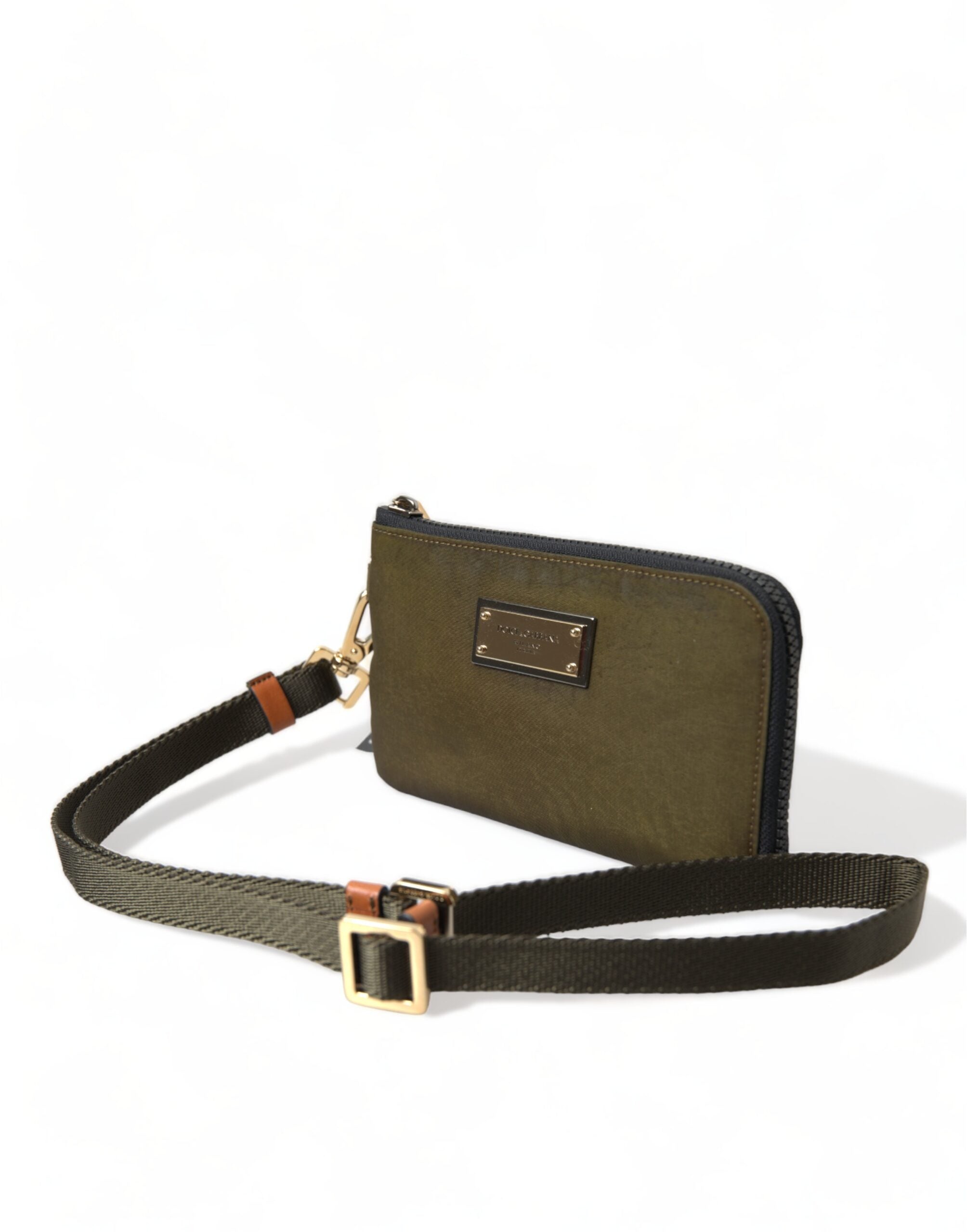 Dolce & Gabbana Dark Green Nylon Logo Plaque Keyring Pouch Clutch Bag - DEA STILOSA MILANO