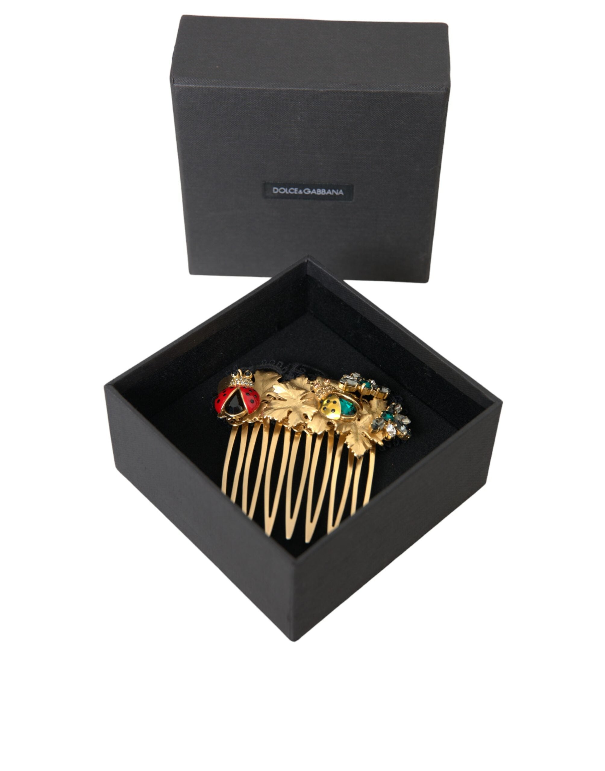 Dolce & Gabbana Gold Brass Crystal Lady Bug Women Hair Comb - DEA STILOSA MILANO