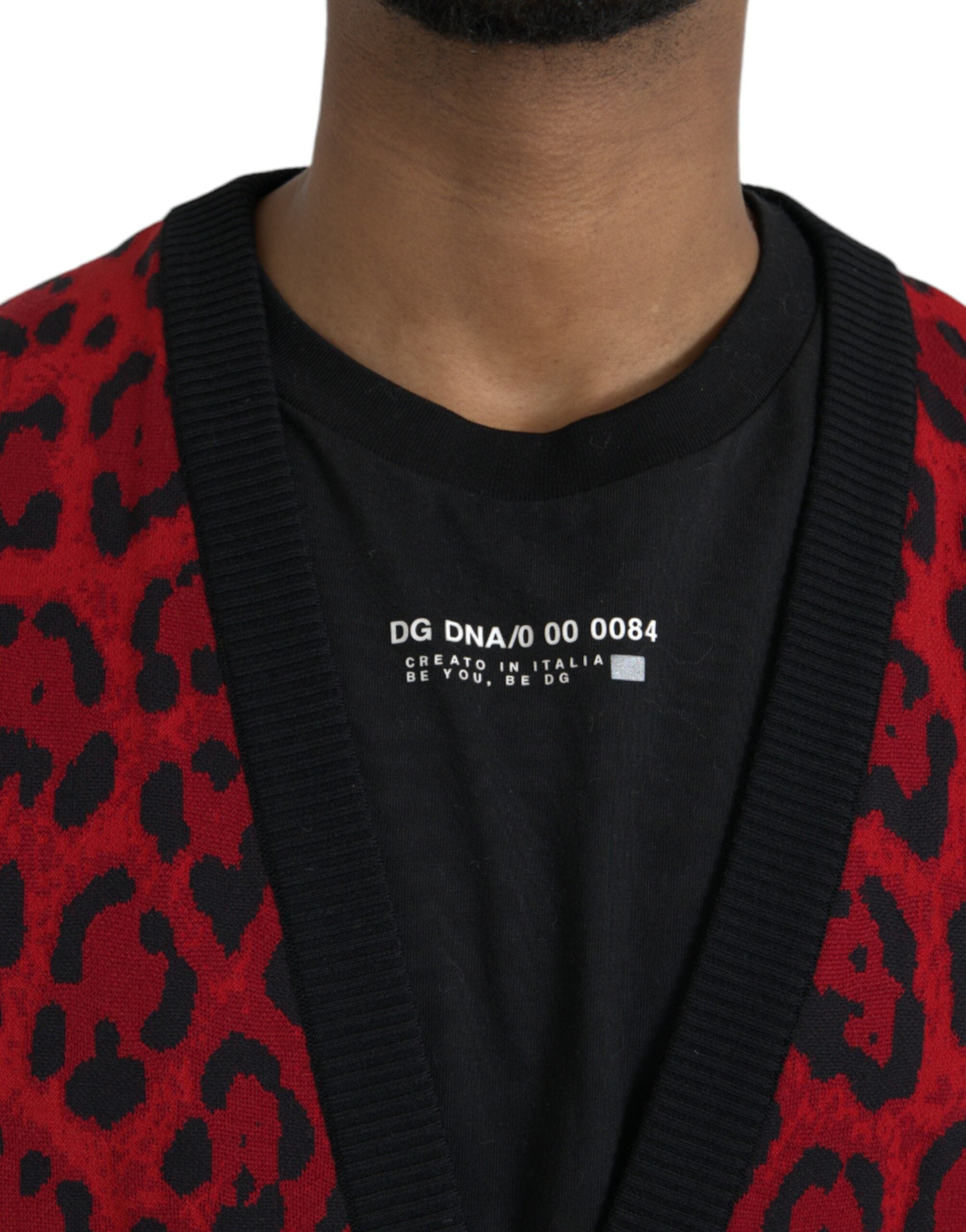 Dolce & Gabbana Red Leopard Wool Robe Belted Cardigan Sweater - DEA STILOSA MILANO