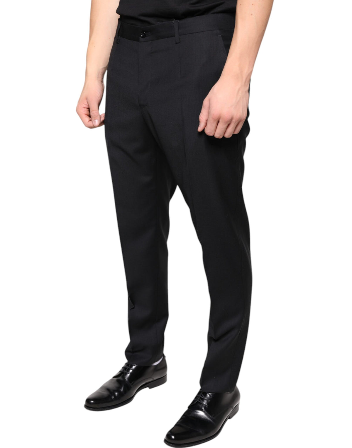 Dolce & Gabbana Black Wool Skinny Dress Pants for Timeless Elegance