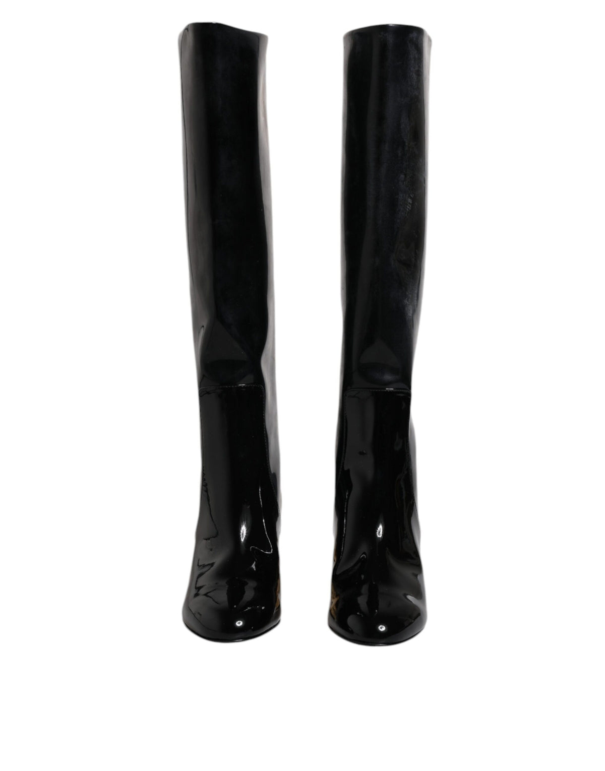 Elevate your style with the Dolce & Gabbana Black Patent Leather Vally High Boots, a masterpiece of Italian craftsmanship that embodies timeless elegance and unrivaled luxury.