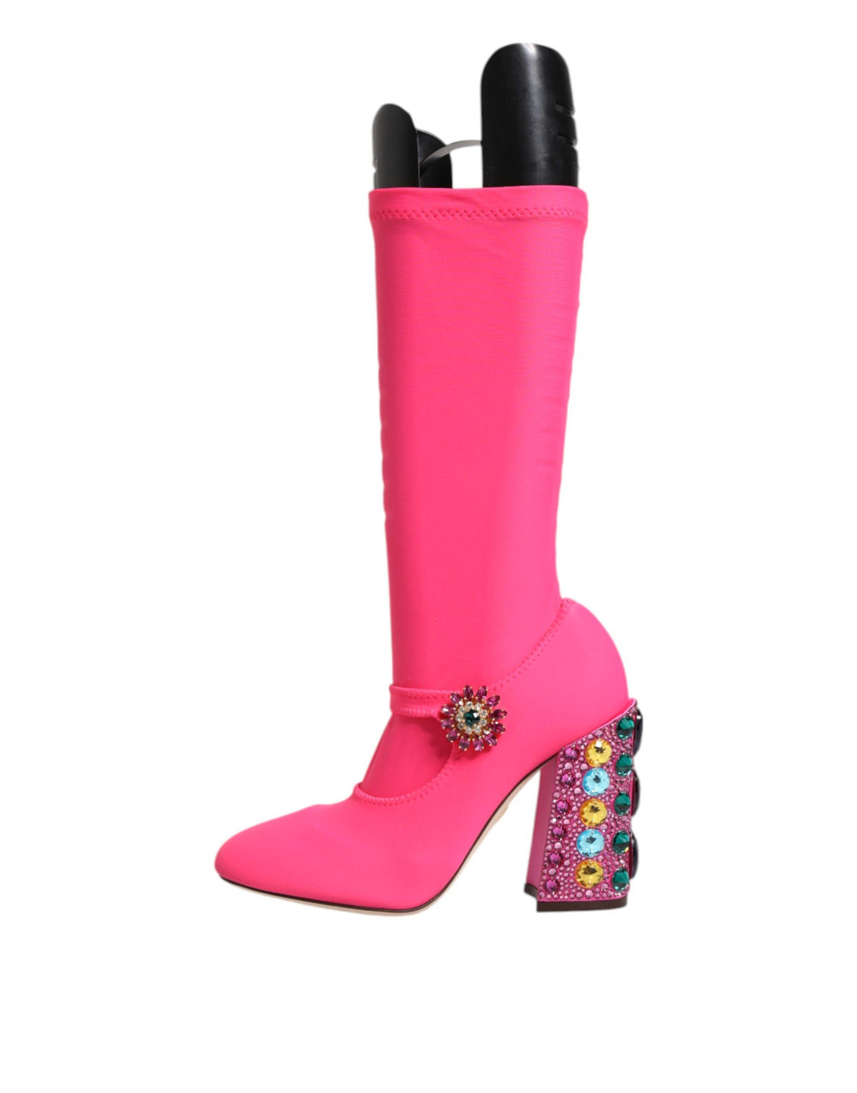 Step into luxury with Dolce & Gabbana Pink Nylon Crystal Vally High Boots, where exquisite craftsmanship meets sensual elegance, perfect for the discerning individual.