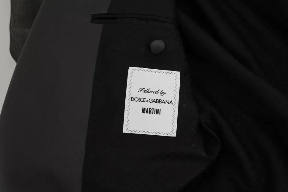 Elevate your wardrobe with the Dolce & Gabbana Gray MARTINI 2 Piece Vest Coat Blazer, a masterpiece of silk and wool that embodies Italian artistry and sophisticated allure.