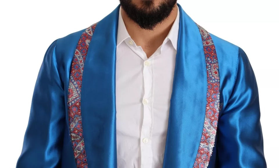 Dolce & Gabbana Blue Jacquard Silk Suit - Exquisite Luxury