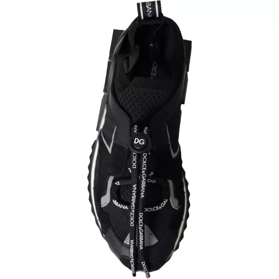 Experience the exquisite Dolce & Gabbana Black White Logo Sorrento Sneakers, where Italian craftsmanship meets luxurious comfort, elevating your style with every step.