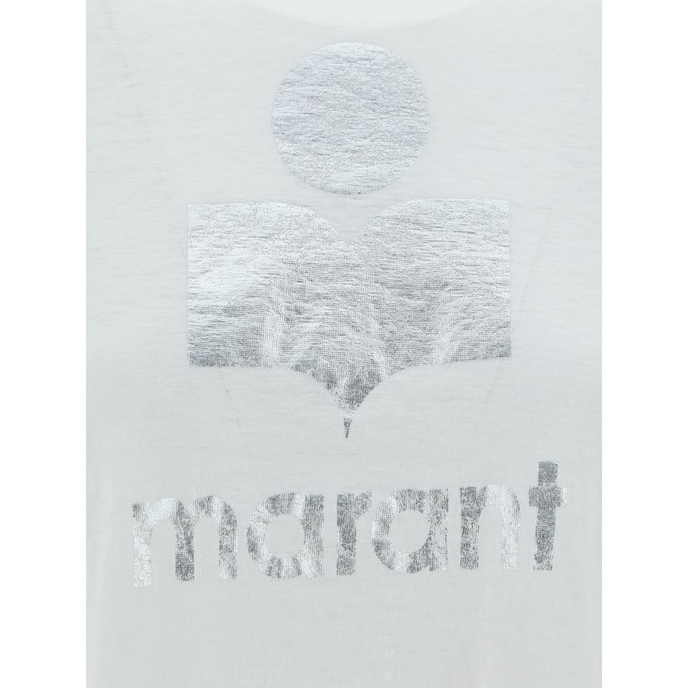 Indulge in the luxurious allure of the Isabel Marant Étoile White Linen T-Shirt, crafted from 100% linen for effortless elegance in every moment.