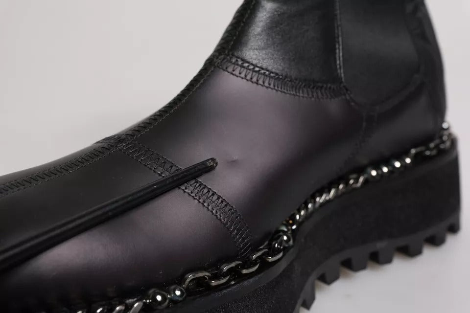 Elevate your style with Dolce & Gabbana Black Chelsea Boots, crafted from luxurious lamb leather, embodying timeless elegance and artisanal Italian craftsmanship.