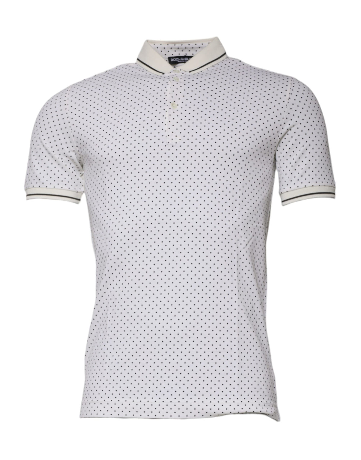 Dolce & Gabbana White Polka Dot Cotton Polo T-shirt Couture