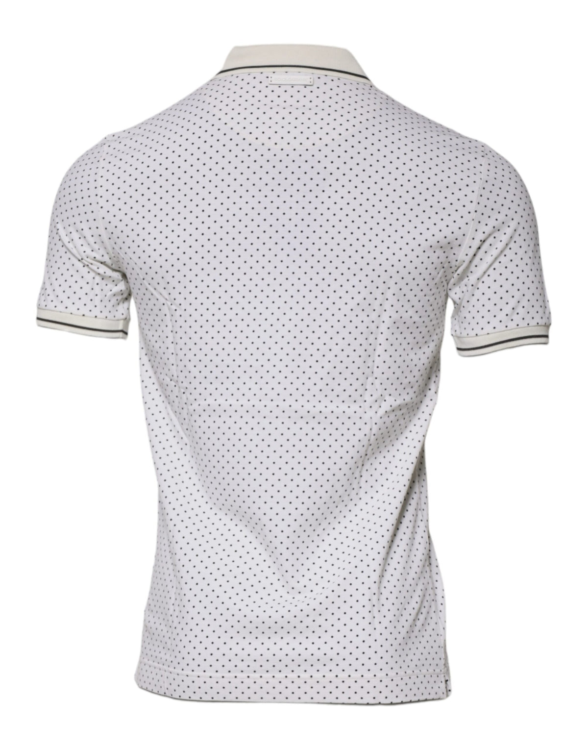 Dolce & Gabbana White Polka Dot Cotton Polo T-shirt Couture