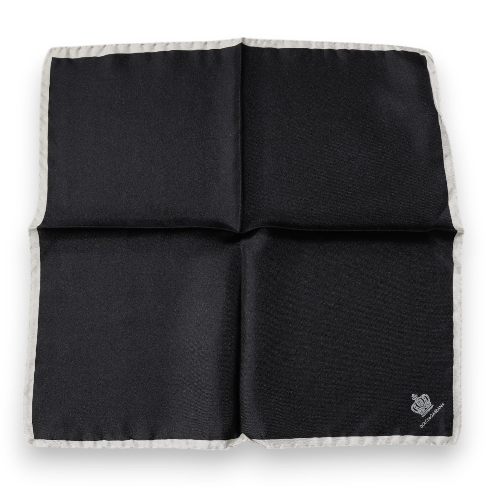 Dolce & Gabbana Black Crown Logo Square Handkerchief Scarf