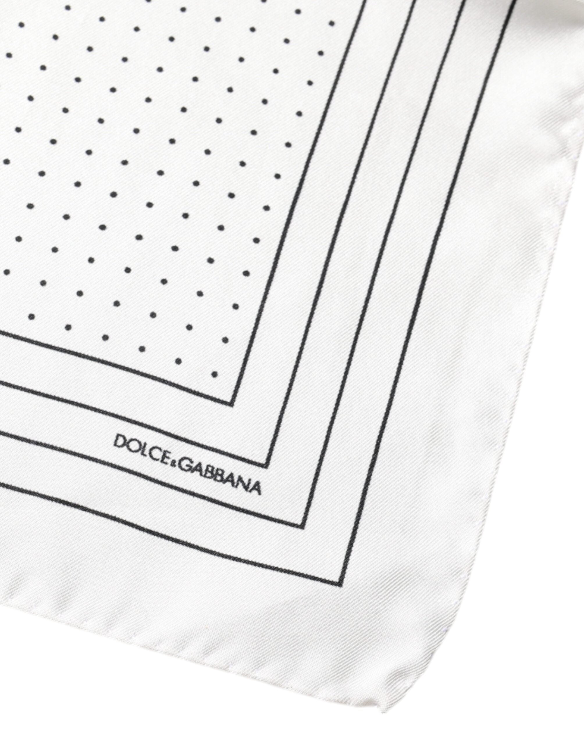 Dolce & Gabbana White Polka Dots Square Handkerchief Scarf