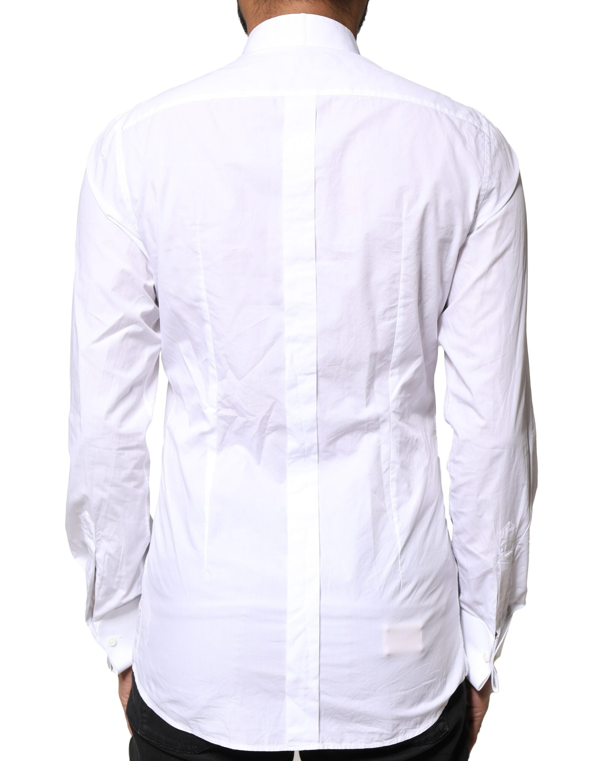 Dolce & Gabbana White GOLD CottonPoplin Bib Formal Dress Shirt
