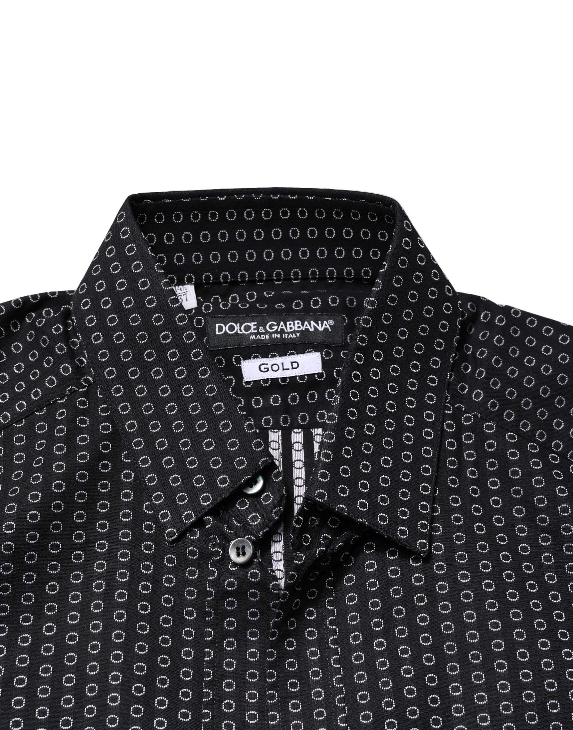 Dolce & Gabbana Black GOLD Patterned Cotton Men Dress Shirt