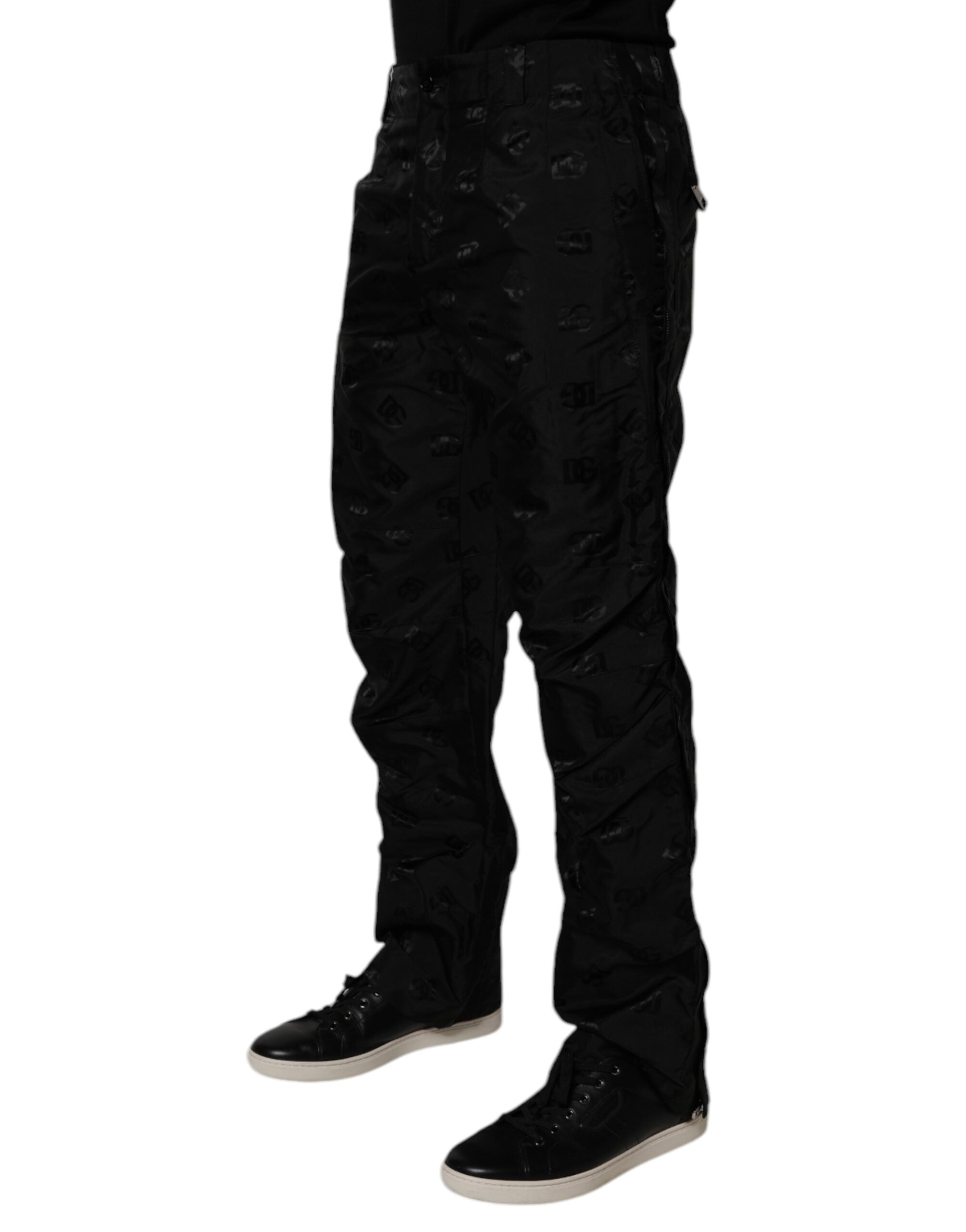 Dolce & Gabbana Black Logo Monogram Straight Pants