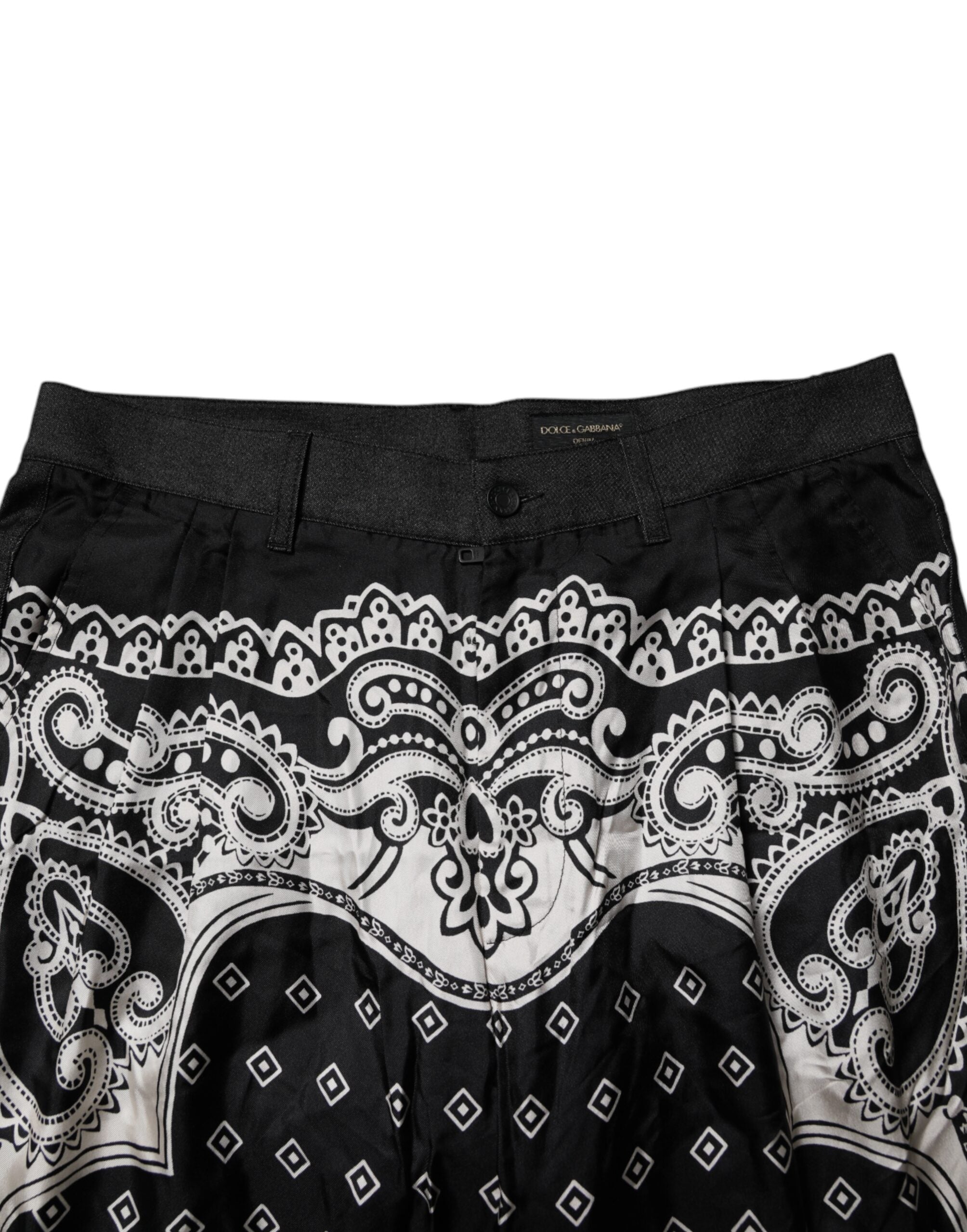 Dolce & Gabbana Black Bandana Cotton Skinny Denim Jeans