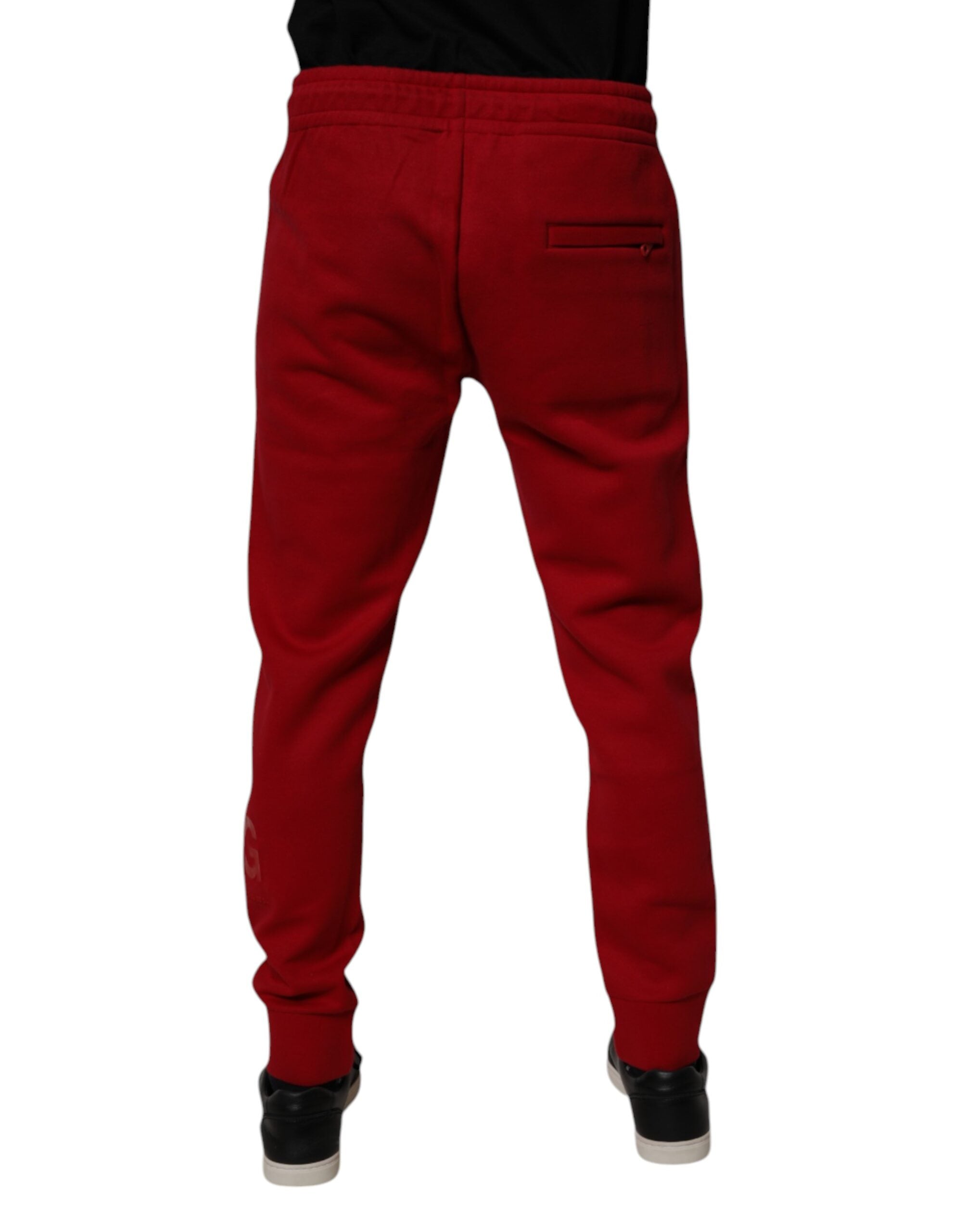 Dolce & Gabbana Red DG Logo Cotton Jogger Men Sweatpants Pants