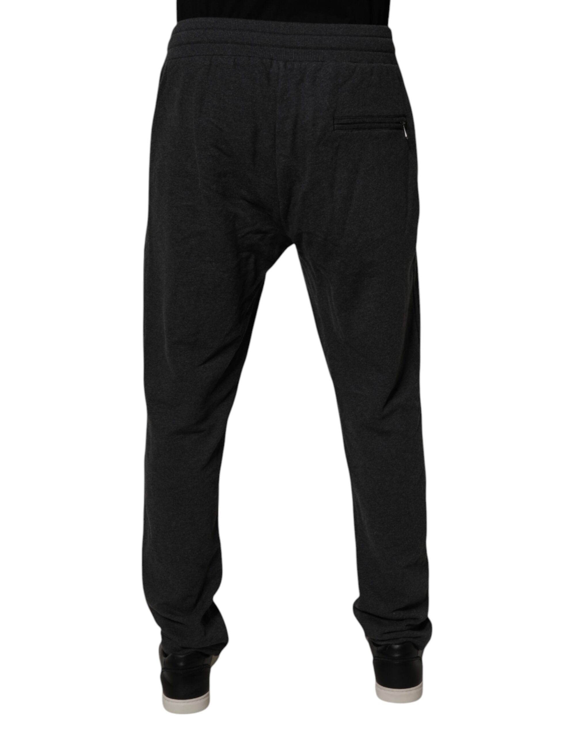 Dolce & Gabbana Dark Gray Logo Cotton Jogger Sweatpants Pants