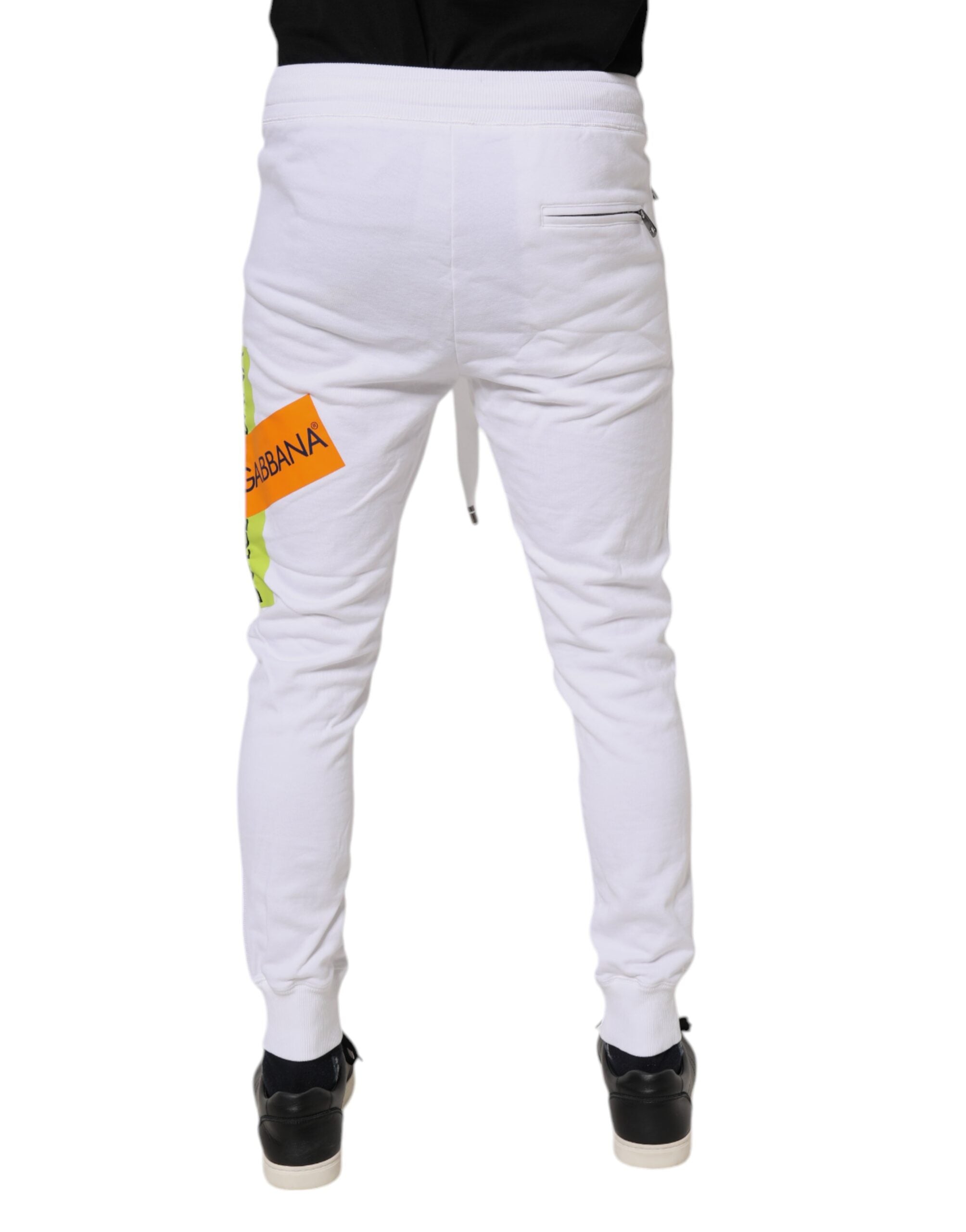 Dolce & Gabbana White Logo Tape Jogger Cotton Sweatpants Pants