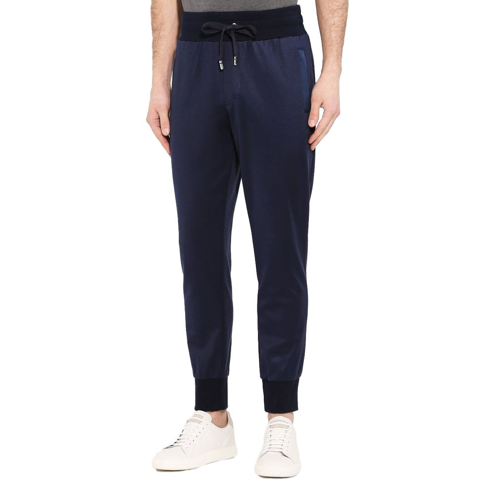 Dolce & Gabbana Blue Silk Men Trousers