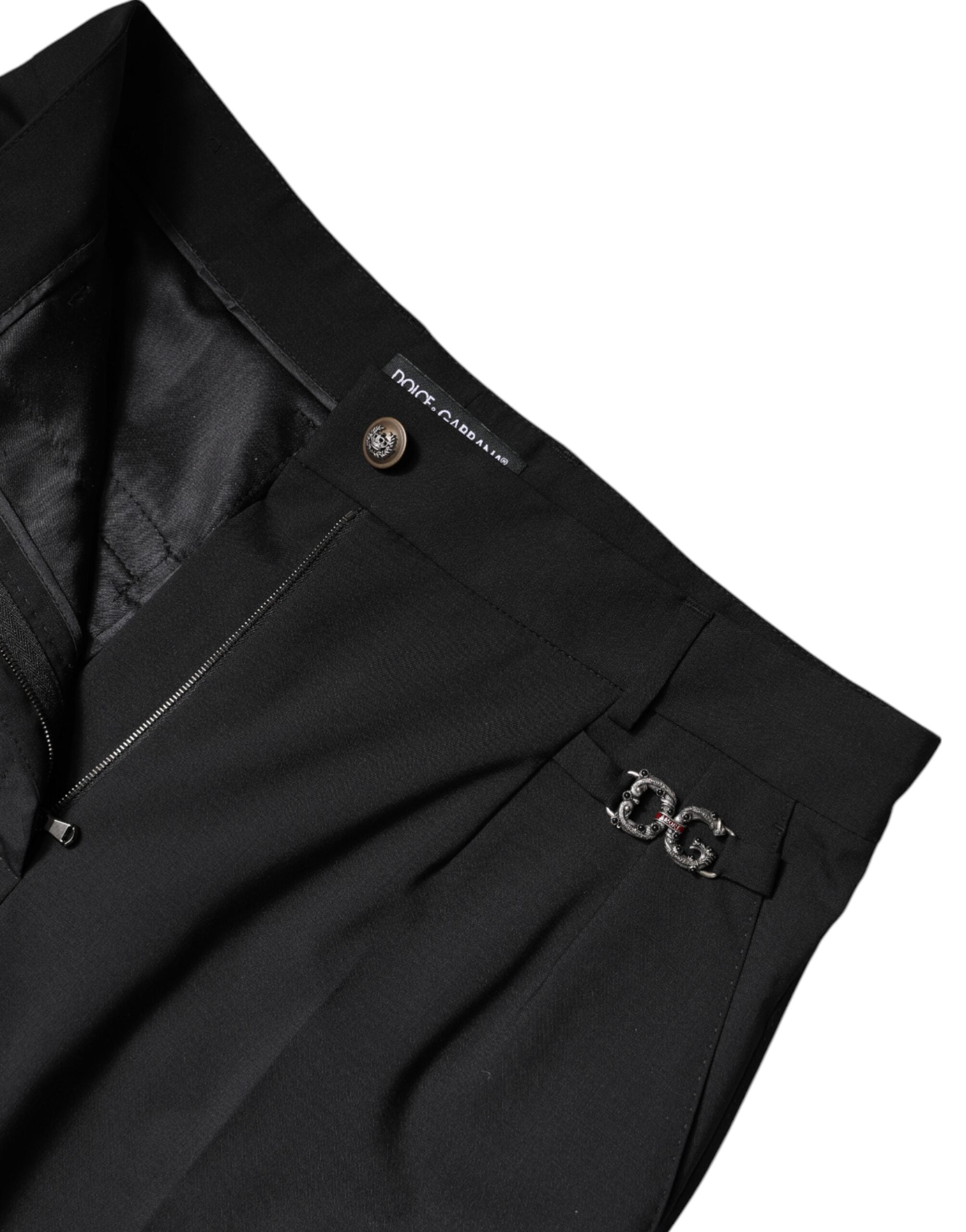 Dolce & Gabbana Black Polyester High Waist Dress Pants