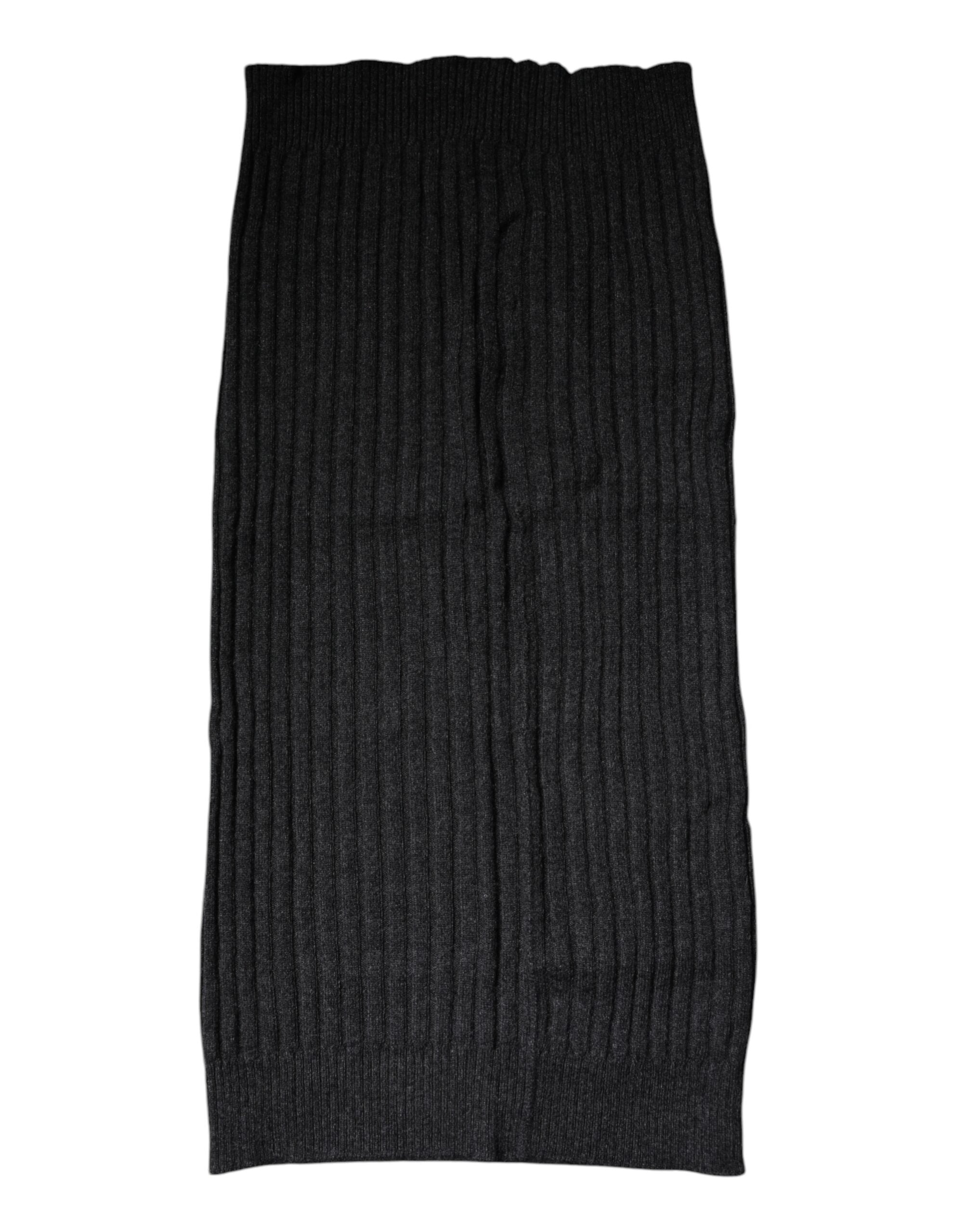 Dolce & Gabbana Black Cashmere Knitted Neck Warmer Foulard Scarf