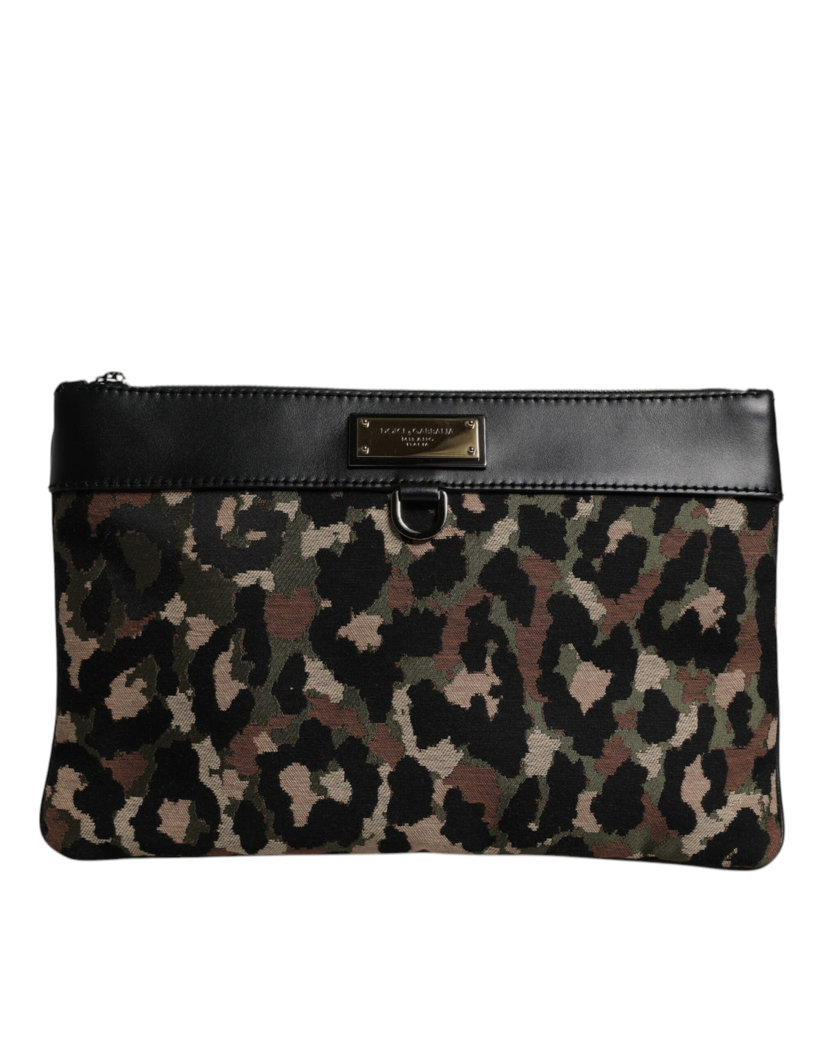 Dolce & Gabbana Multicolor Leopard Jacquard Pouch Bag Luxury