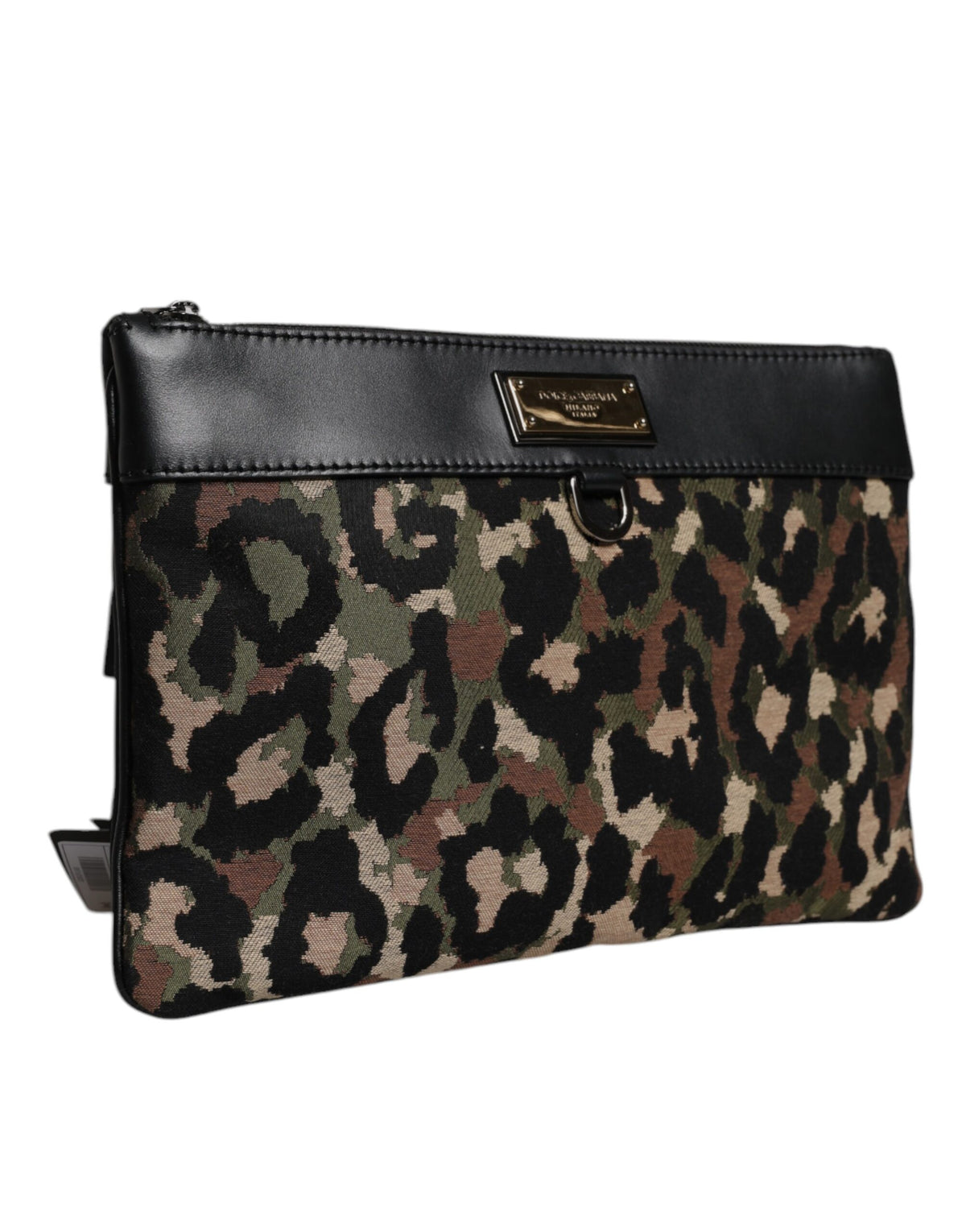 Dolce & Gabbana Multicolor Leopard Jacquard Pouch Bag Luxury