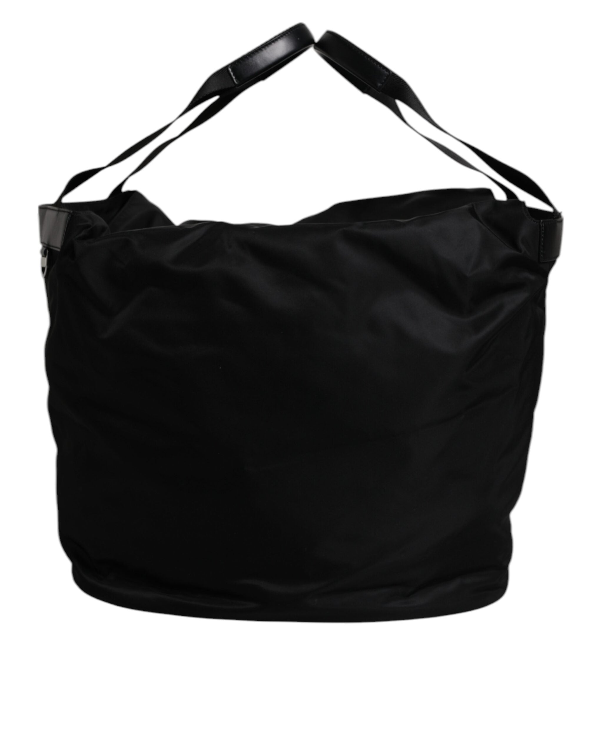 Dolce & Gabbana Black Nylon White Iconic Logo Shoulder Bucket Bag
