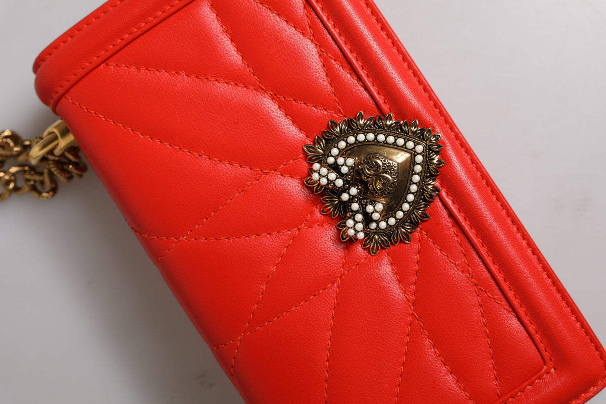 Dolce & Gabbana Red Quilted Devotion Crossbody Bag, Luxury Elegance
