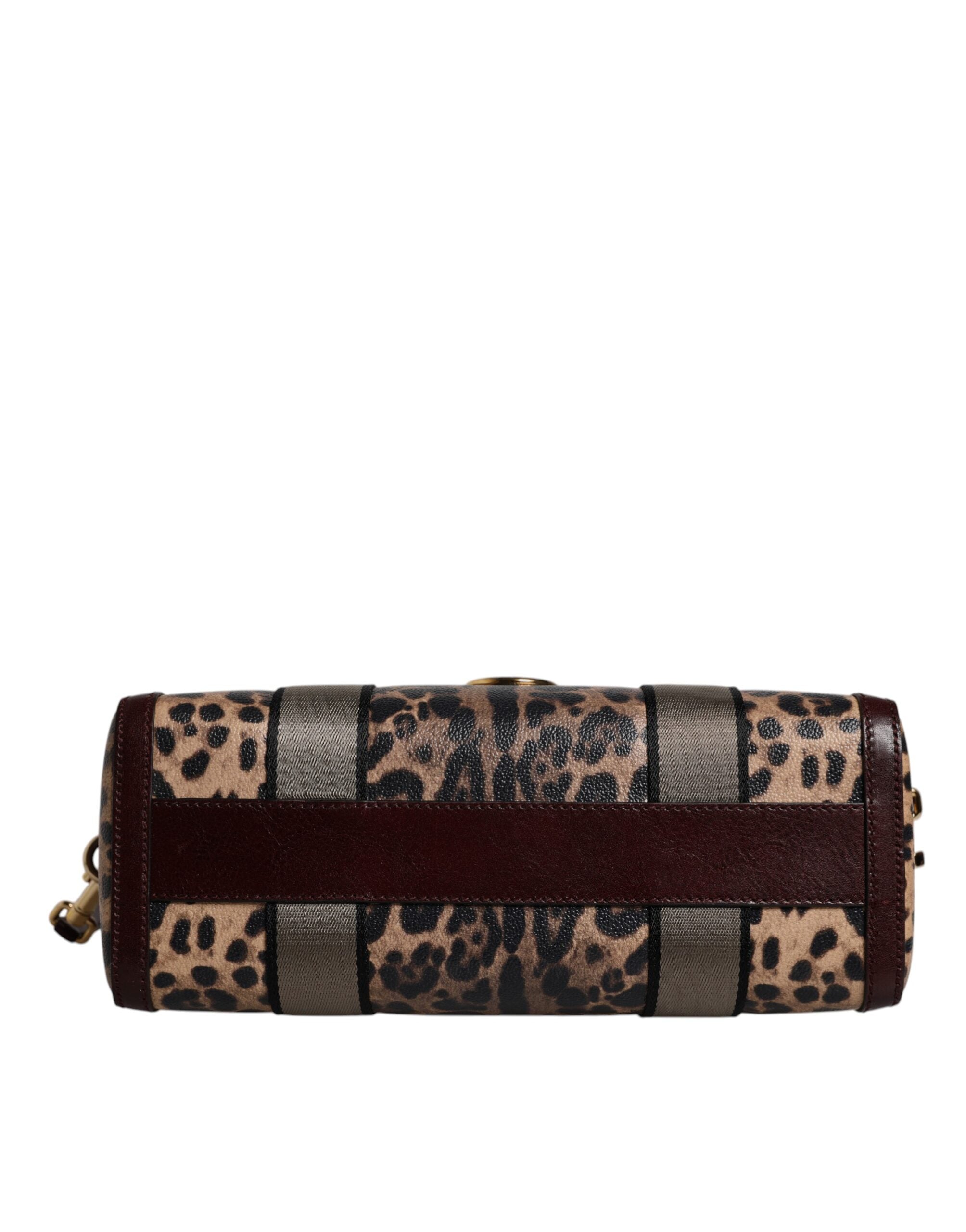 Dolce & Gabbana Brown Leopard Leather Shoulder Strap Duffle Bag
