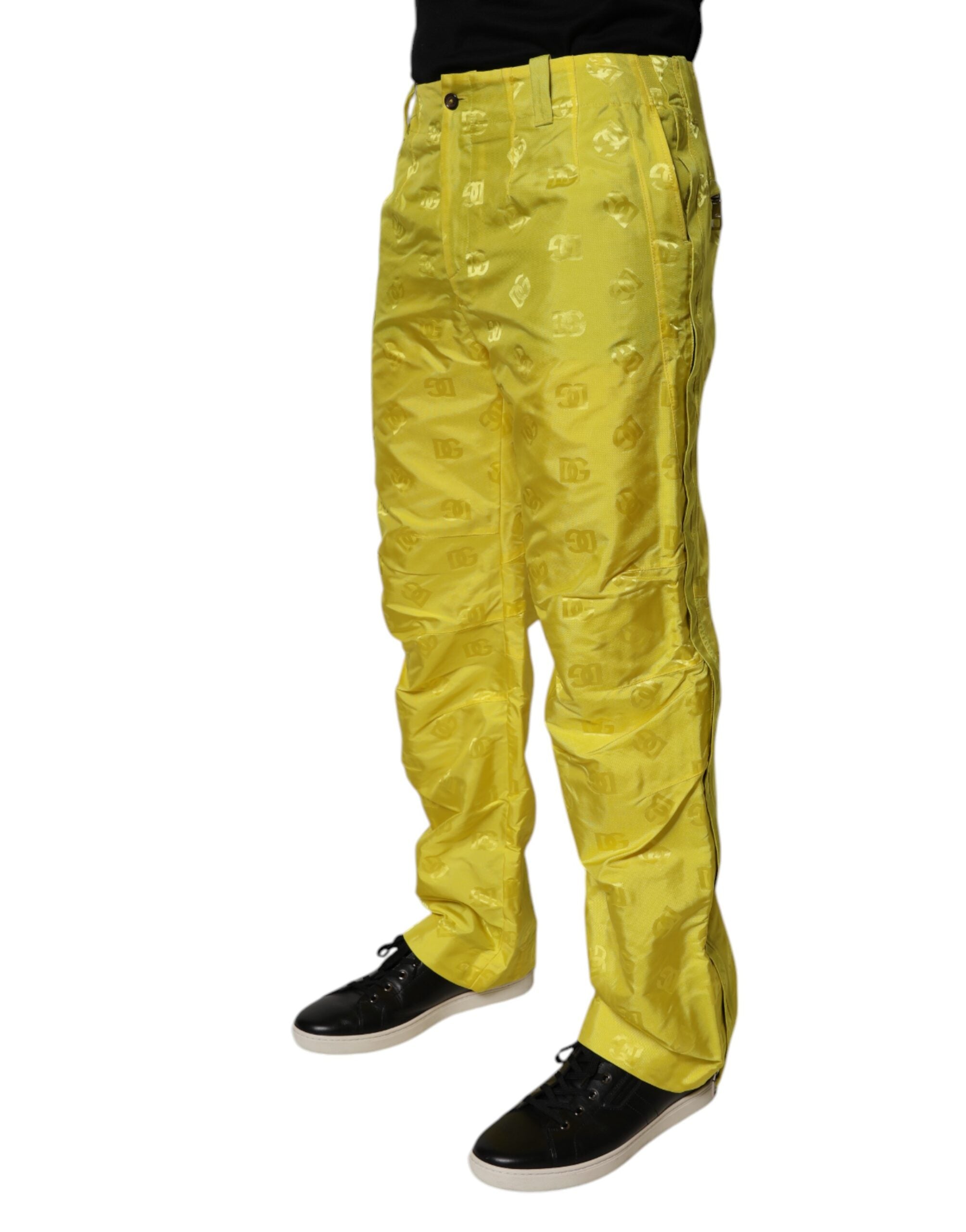 Dolce & Gabbana Yellow DG Monogram Polyester Straight Pants