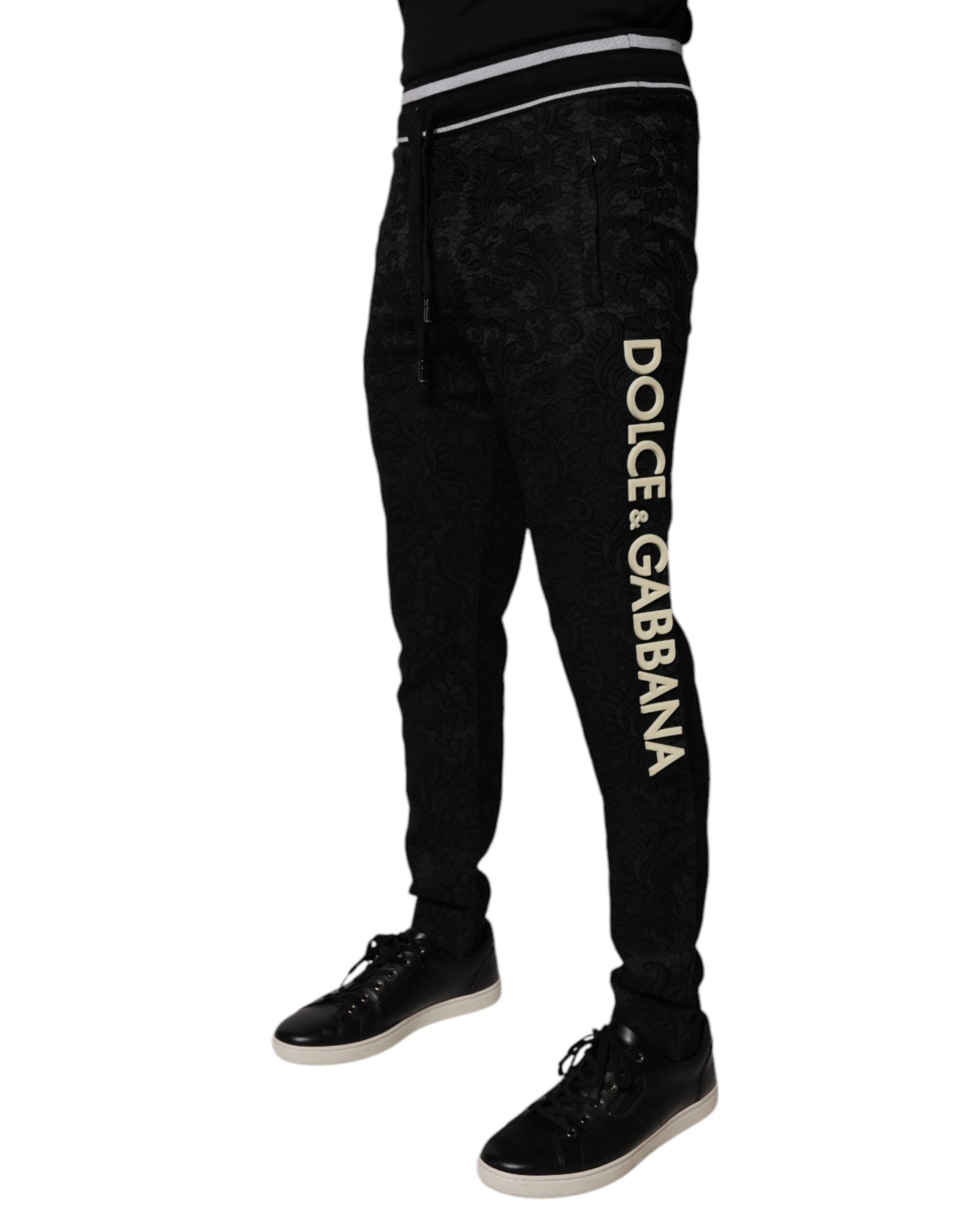 Dolce & Gabbana Black Mid Waist Jogger Men Sweatpants Pants