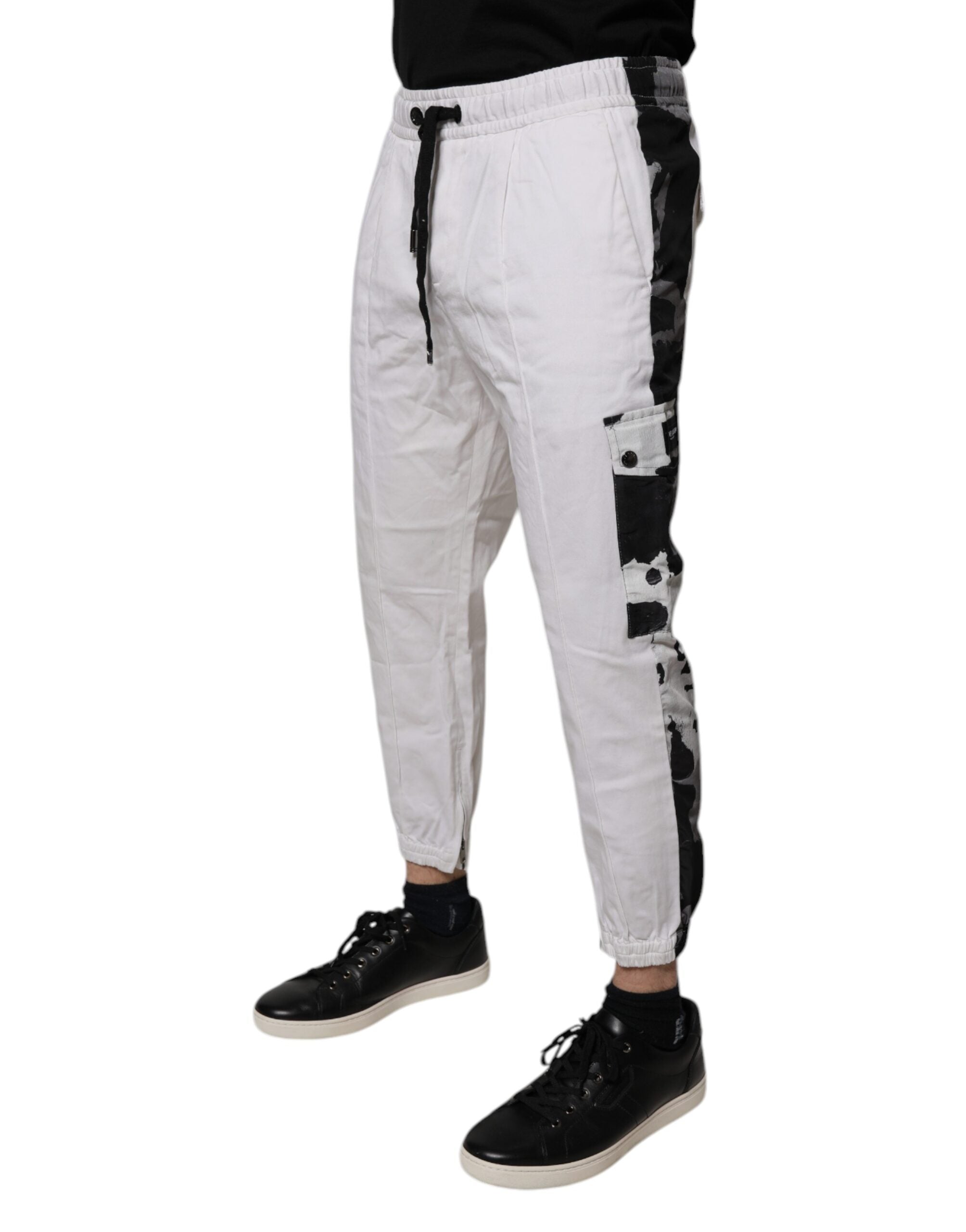 Dolce & Gabbana White Cotton Cargo Jogger Sweatpants Pants